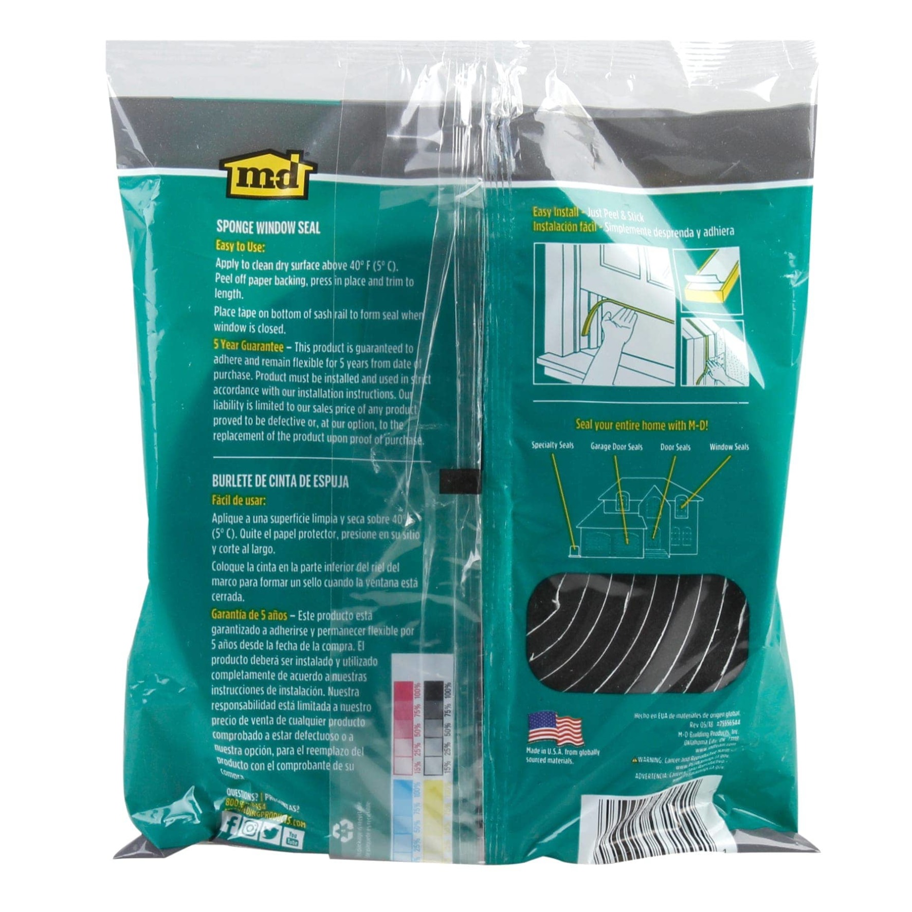 M-D High Density Sponge Rubber Tape (0.635 x 2.54 x 518 cm)