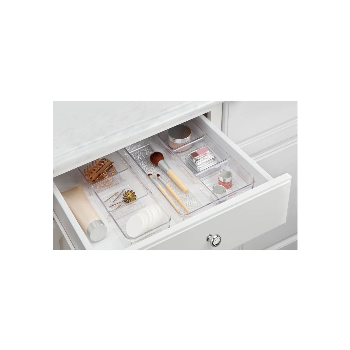 Interdesign 49050 Rain 4-Shelf Cosmetic Organizer Tray (23.3 x 24.1 x 34.2 cm, Clear)