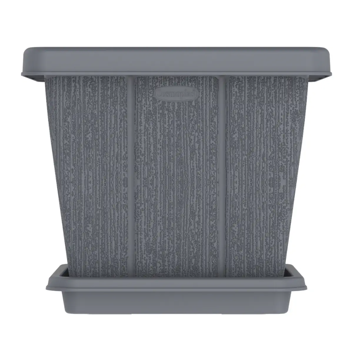 Cosmoplast Cedargrain Square Plant Pot W/Tray (Grey, 20 L)