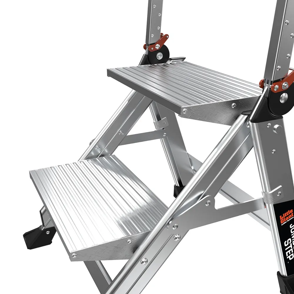 Little Giant Jumbo 3-Step Aluminum Step Stool W/Handrail, Tool Tray & Ultra-Wide Platform Steps