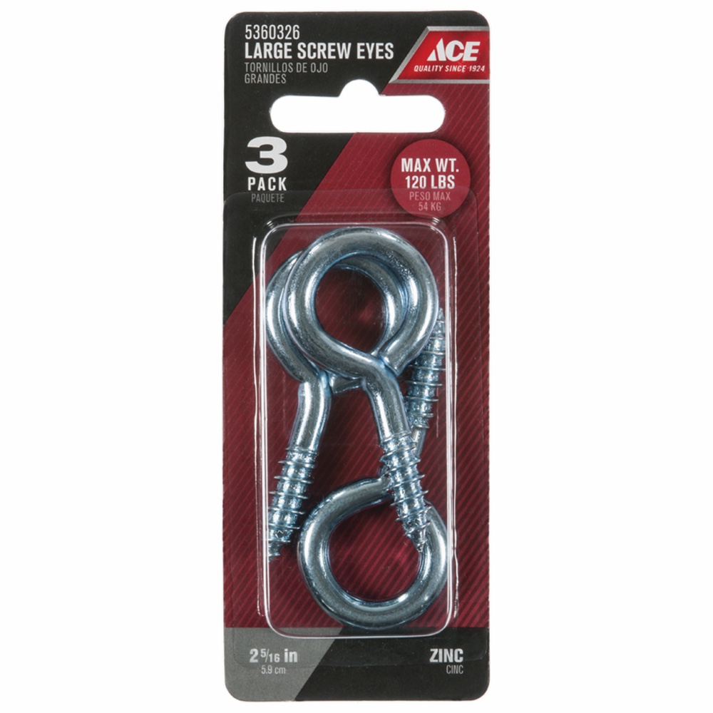 Ace Steel Eye Screws (5.9 cm, 3 Pc.)