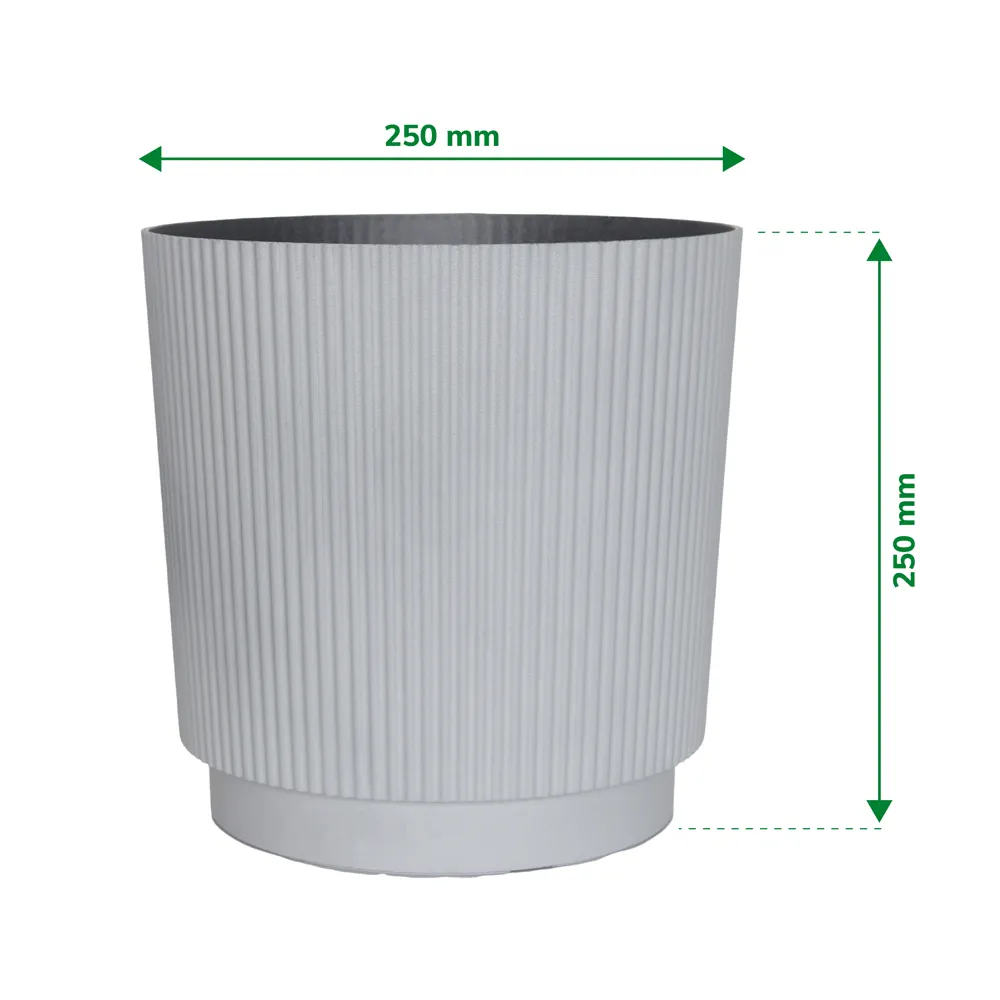 Verve Raised Cylinder Plastic Pot (25 cm, Grey)