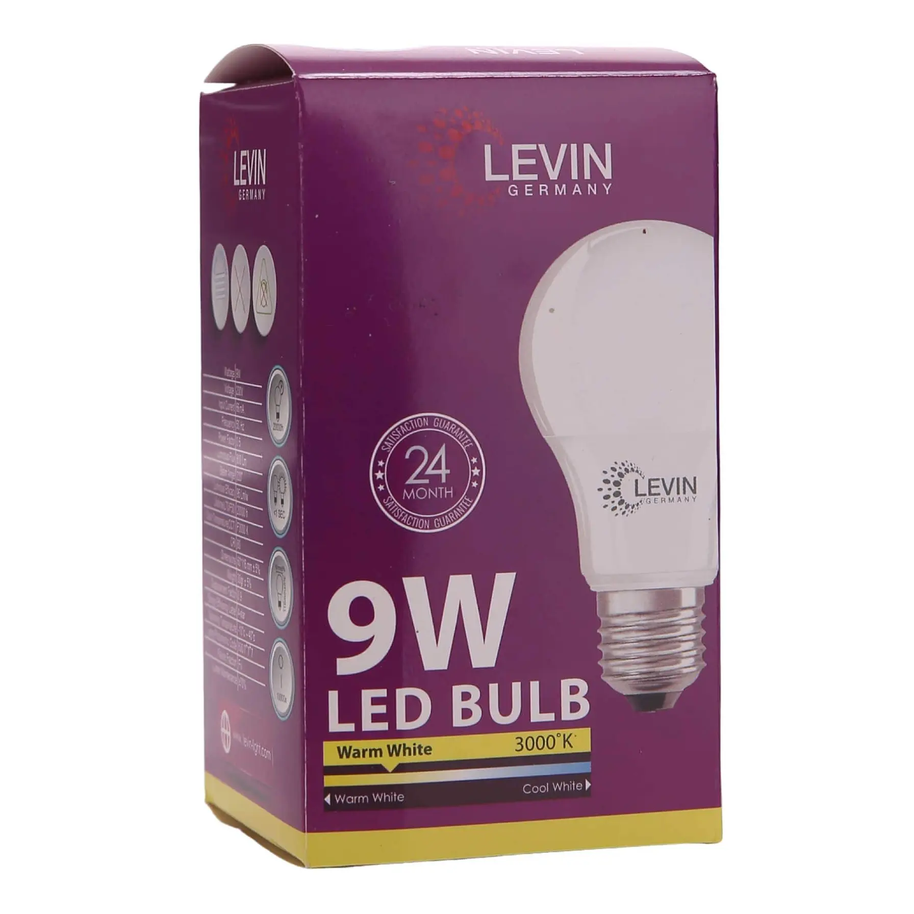 Levin E27 LED A-Type Light Bulb (9 W, Warm White)