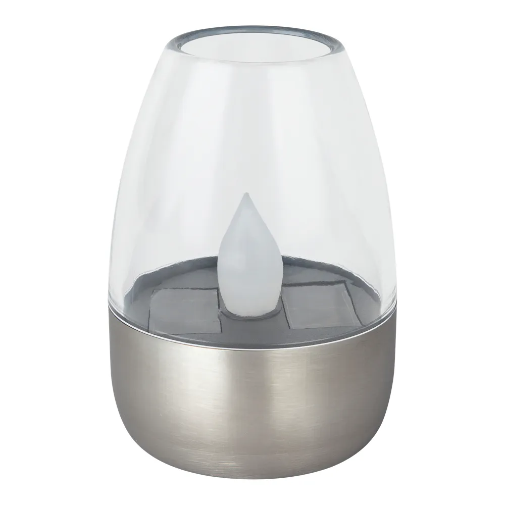 Solar-Powered Stainless Steel Candle (Silver)