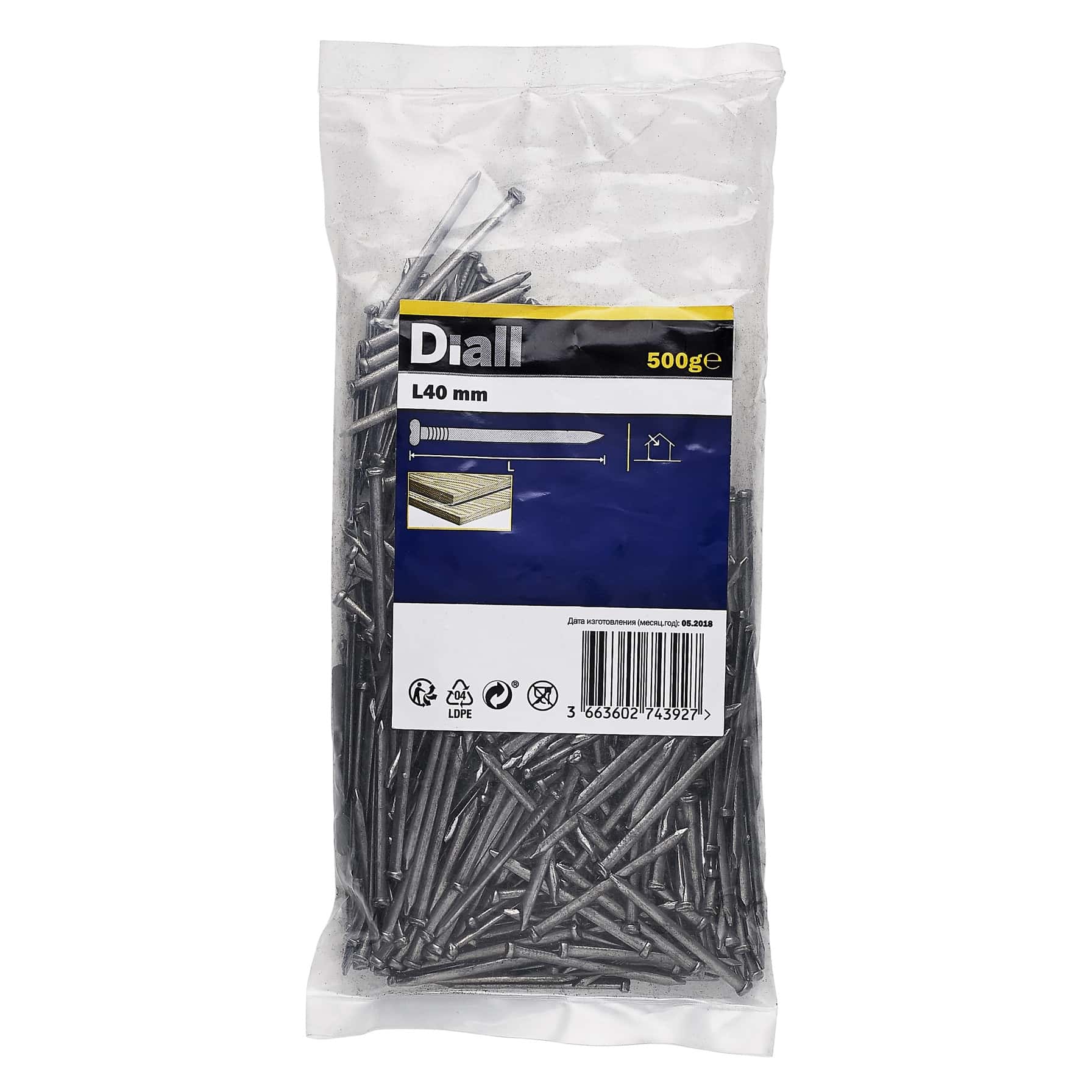 Diall Carbon Steel Plain Oval Nail Pack (40 mm, 500 g)