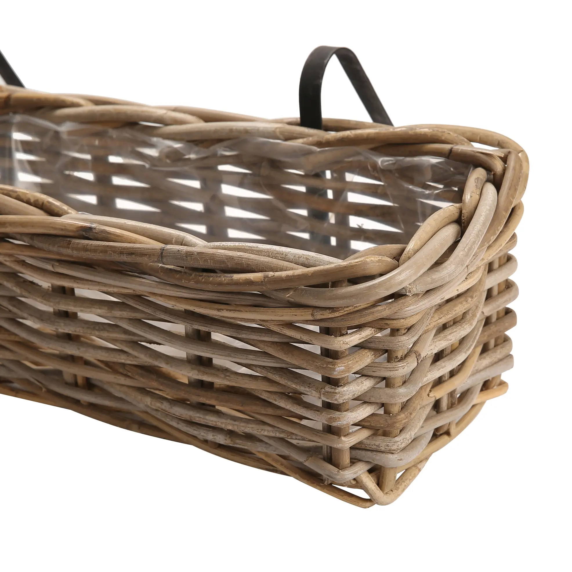 Mega Collections Willow Woven Balcony Railing Planter W/Hooks (65 x 65 x 70 cm)