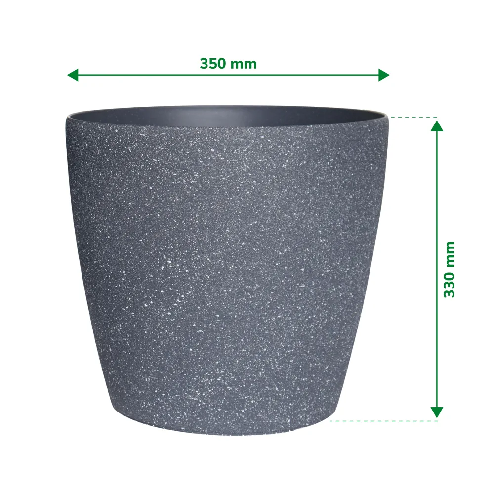 Verve Rough Finish Oval Plastic Pot (35 cm, Dark Grey)