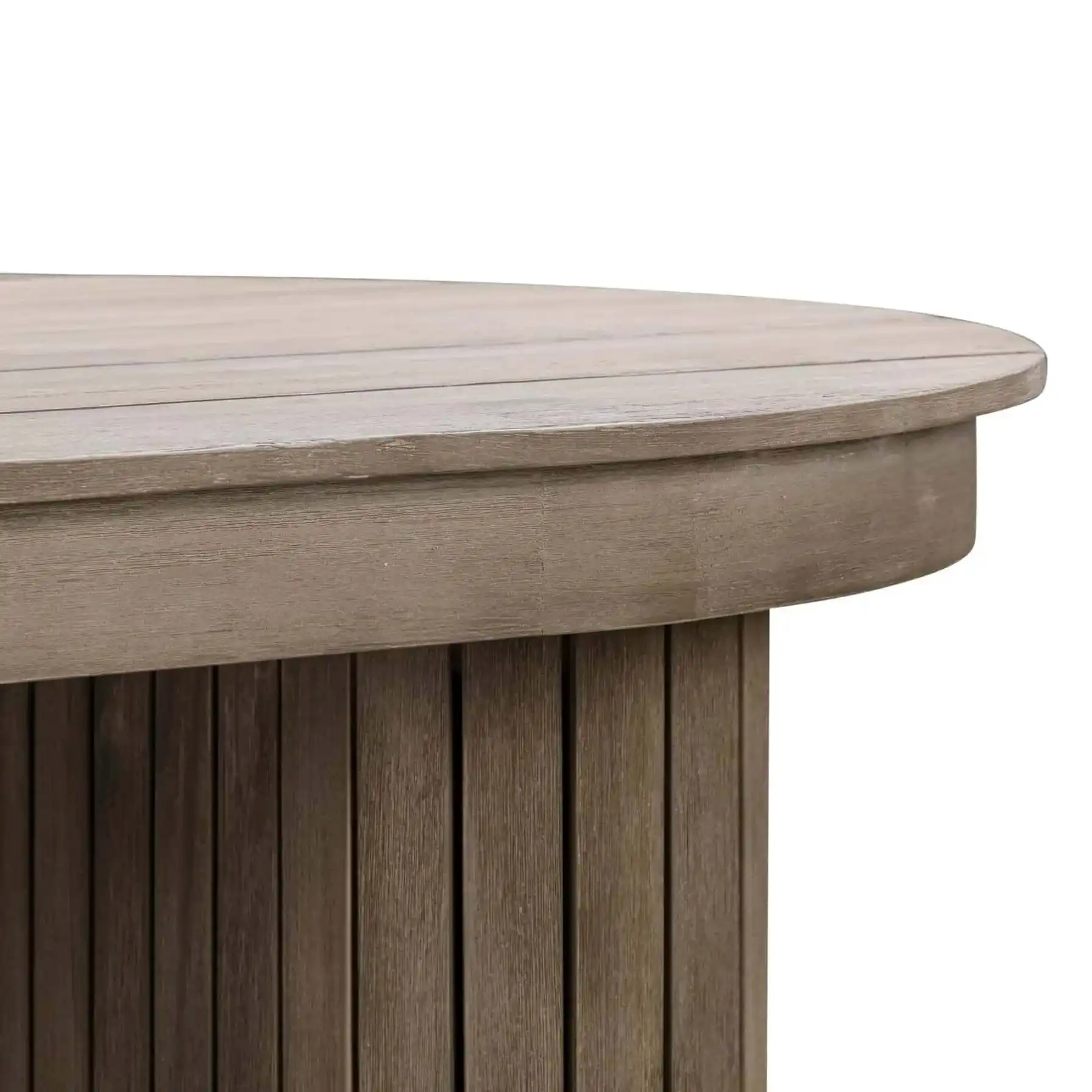 Tambour Acacia Wood Oval Dining Table (233.7 x 101.6 x 76.5)