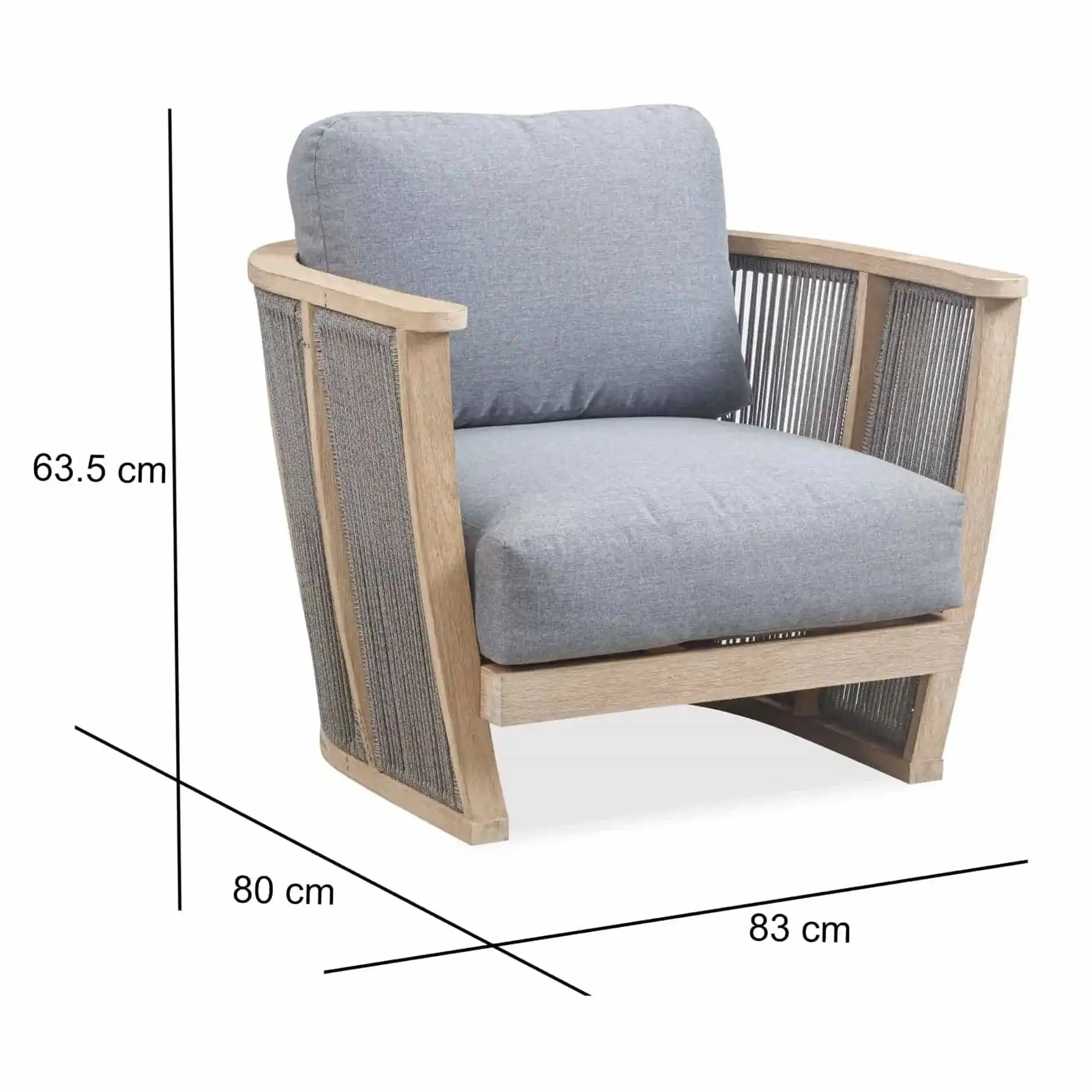 Forest Single-Seater Acacia Wood & Rope Sofa (83 x 80 x 63.5 cm)