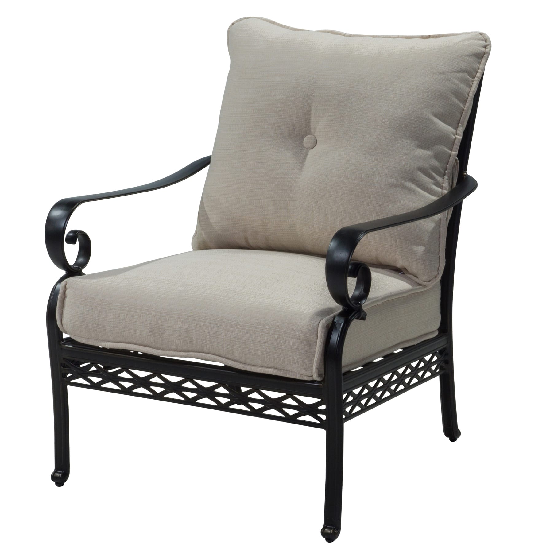 Milano Cast Aluminum Single Outdoor Sofa W/Cushions Generic (77 x 91 x 95 cm)