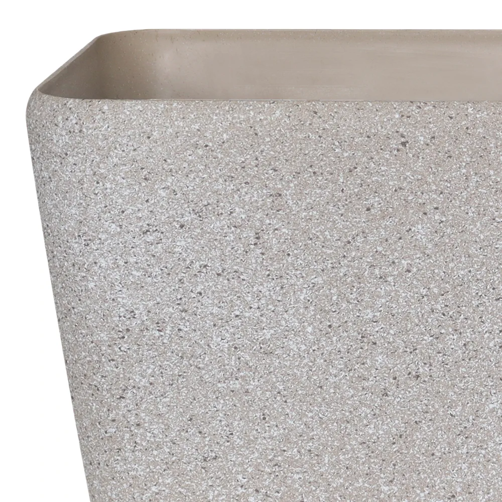 Verve Rough Square Plastic Pot (26 cm, Beige)