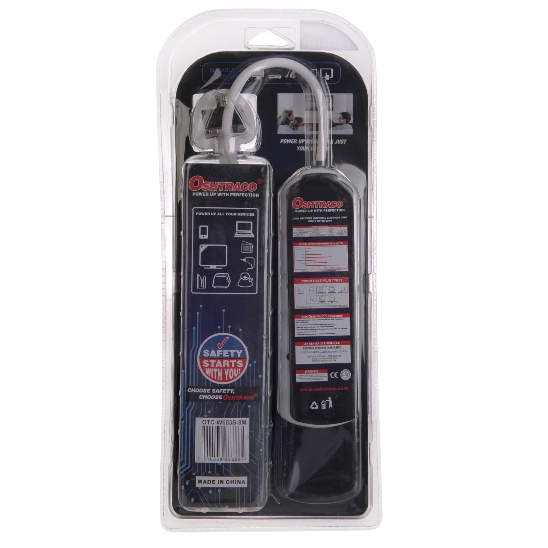 Oshtraco e-Nergy Saver 3-Socket Extension Cord (8 m)