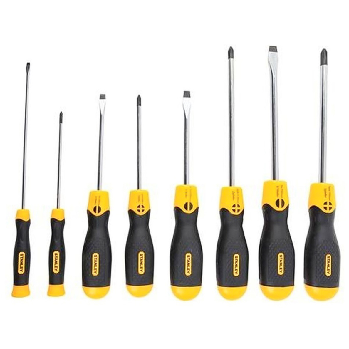 Stanley Cushion Grip Screwdriver Set (Set of 8, Black/Yellow)