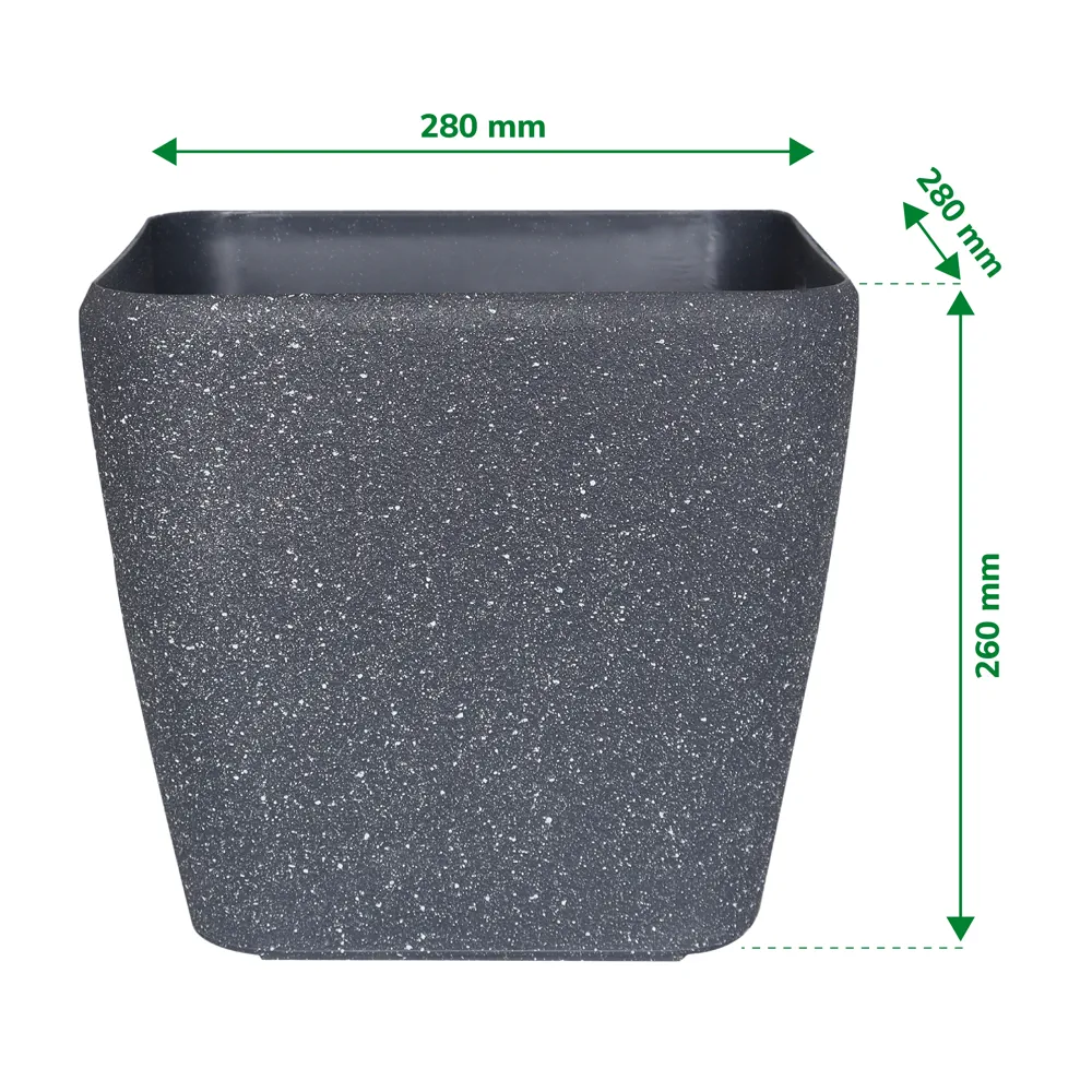 Verve Rough Square Plastic Pot (26 cm, Grey)