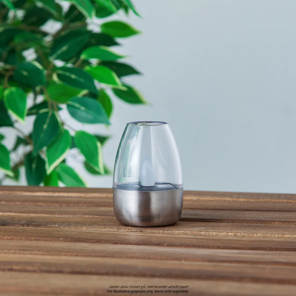 Solar-Powered Stainless Steel Candle (Silver)
