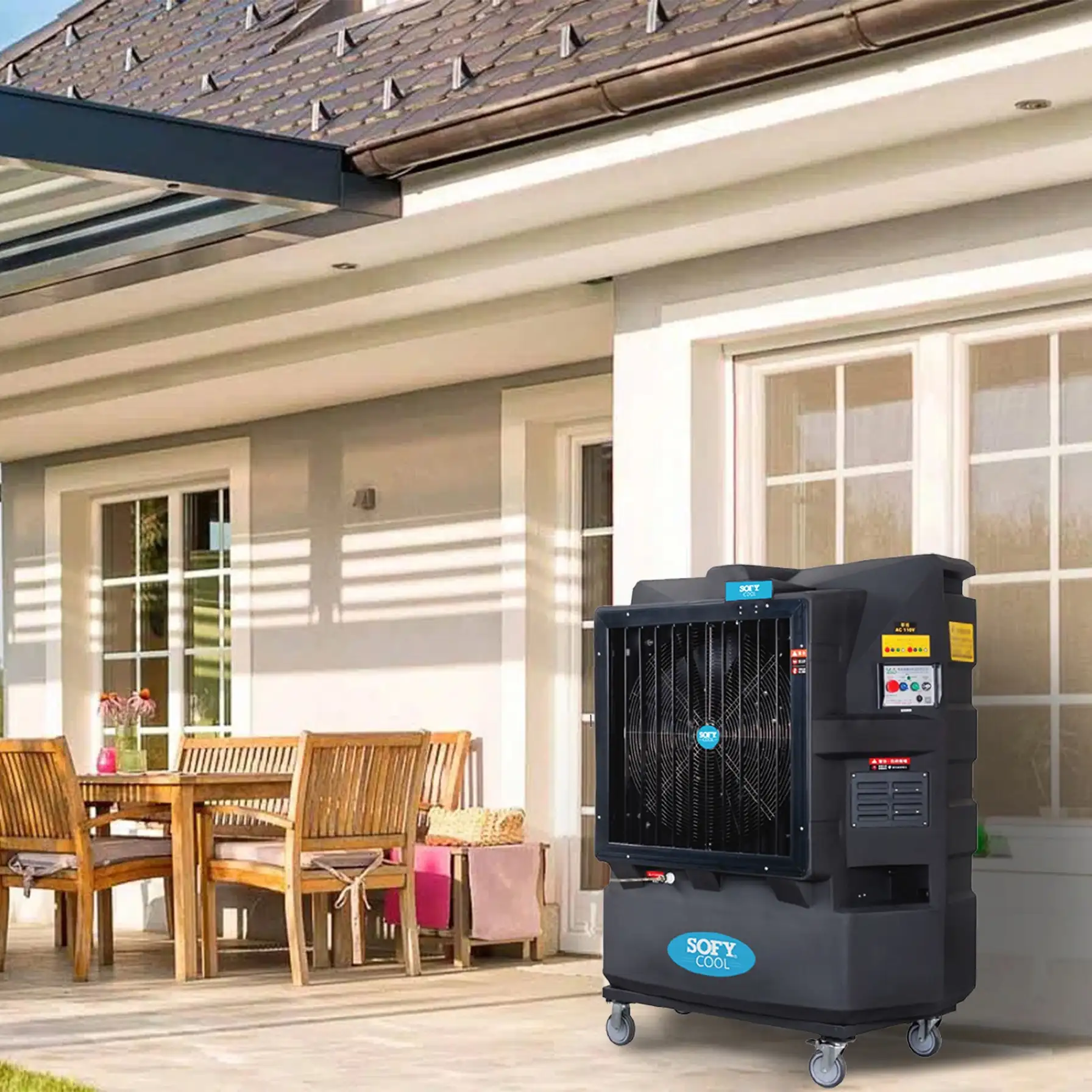 Sofy Outdoor Portable Evaporative Water Cooler W/Electric Shutters, M703-Cool (170 L, 30 inch)