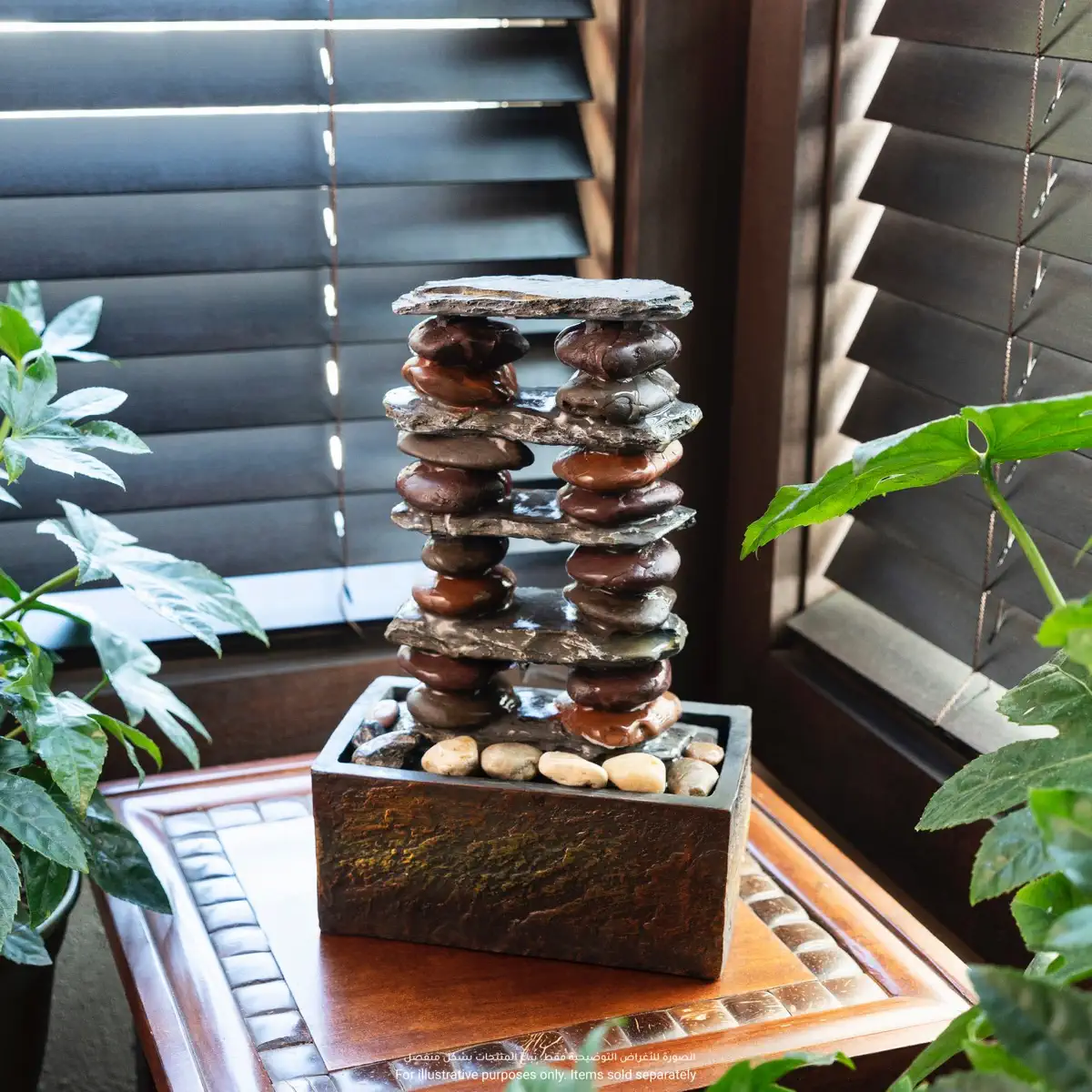 Alpine Stacked Rocks Eternity Tabletop Fountain (20.32 x 12.7 x 30.48 cm)