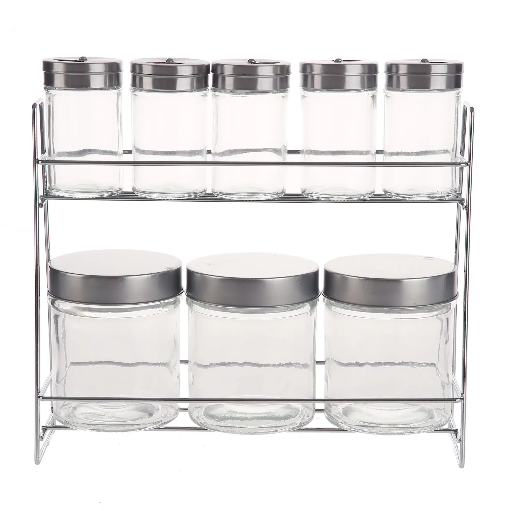 Orchid Glass Spice Jar Set W/Metal Rack (8 Pc.)