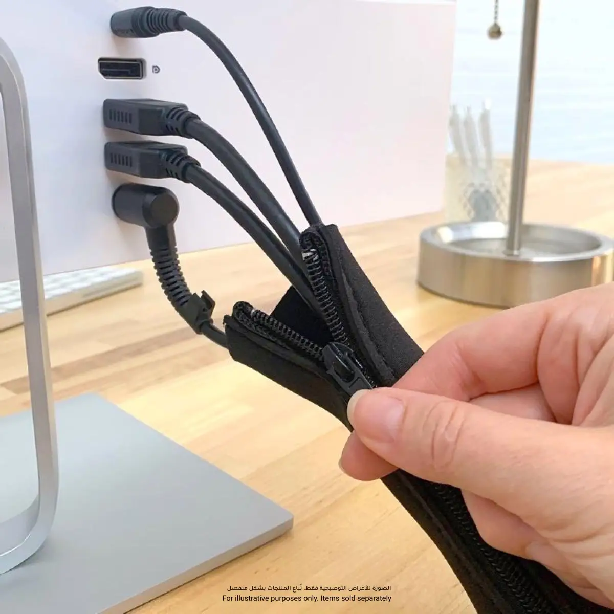 Wrap-It Cable Sleeve Zipper Pack (Black, 60.9 x 10 cm,  2 Pc.)