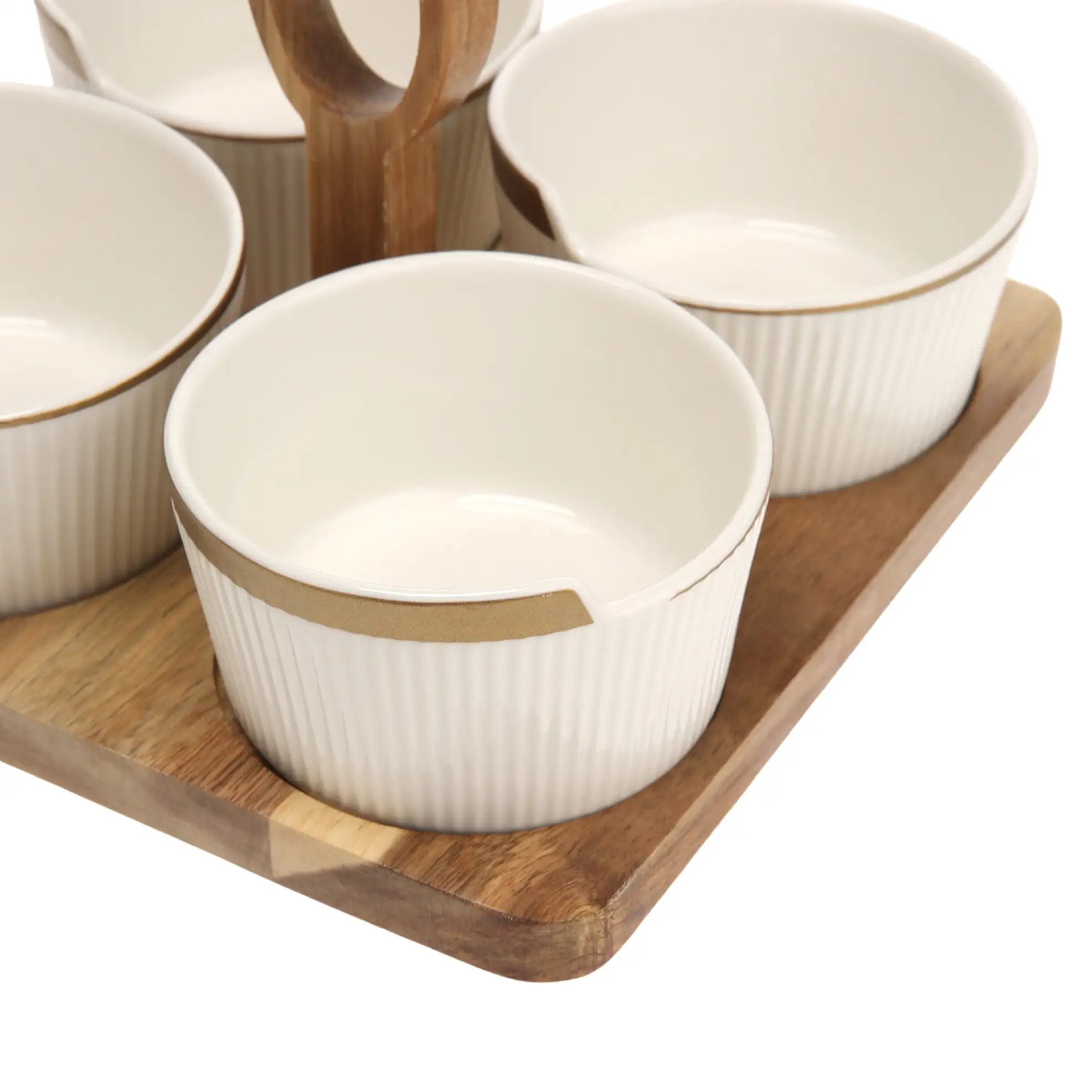 Orchid Snack Bowl W/Bamboo Tray (4 Pc.)