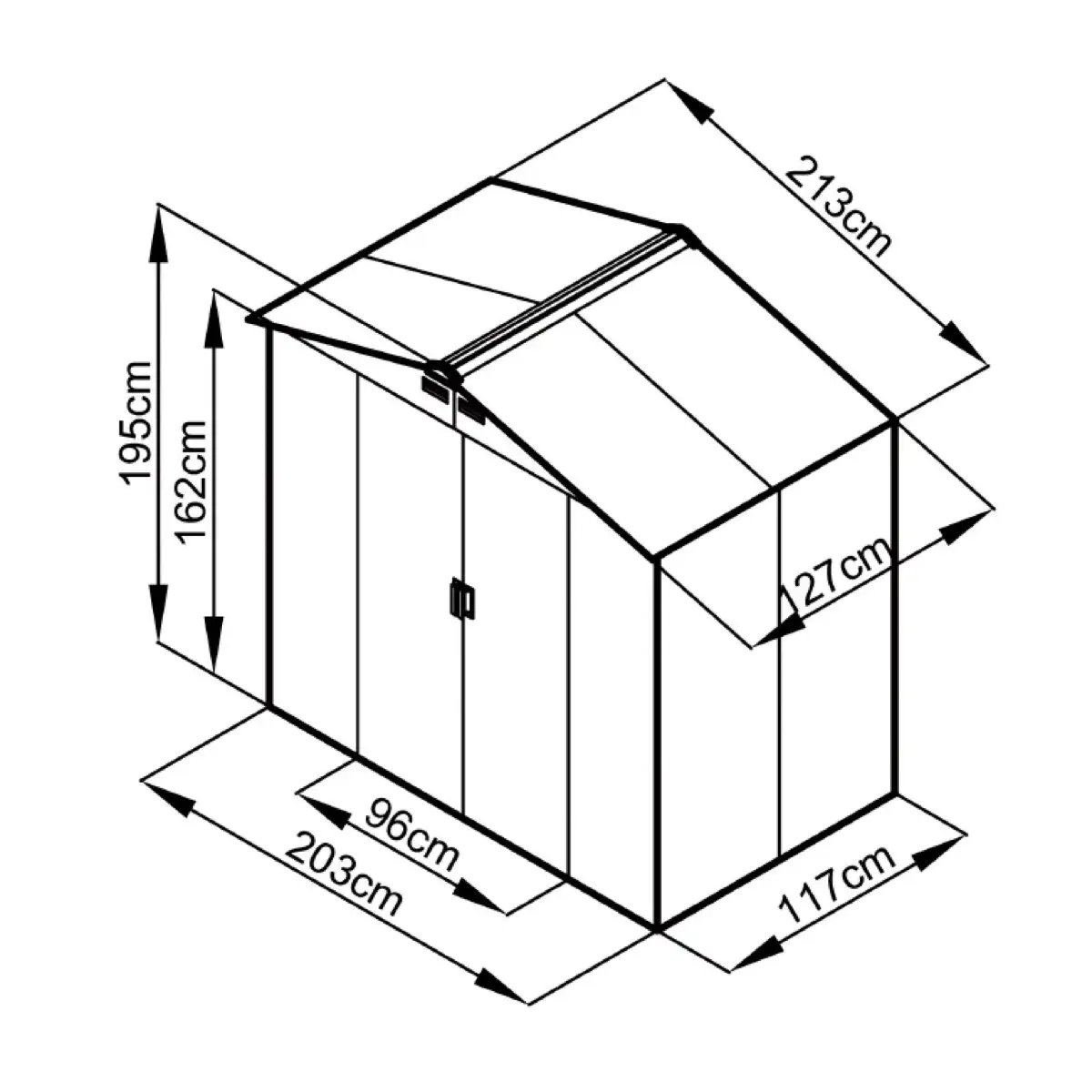 Galvanized Metal Shed (213 x 127 x 195 cm)