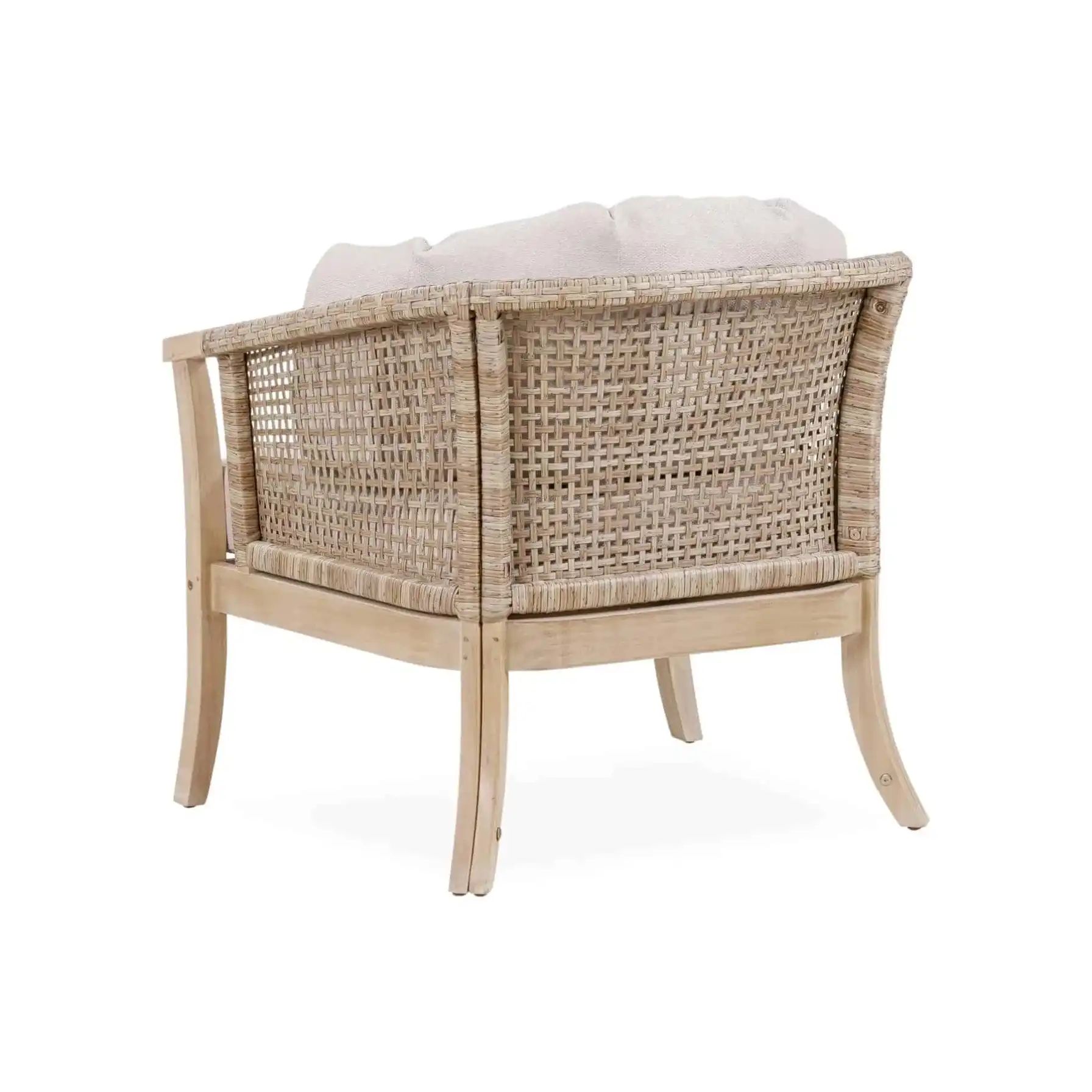 Ashmore V2 Single-Seater Acacia Wood & Wicker Outdoor Sofa (73 x 78 x 73 cm)
