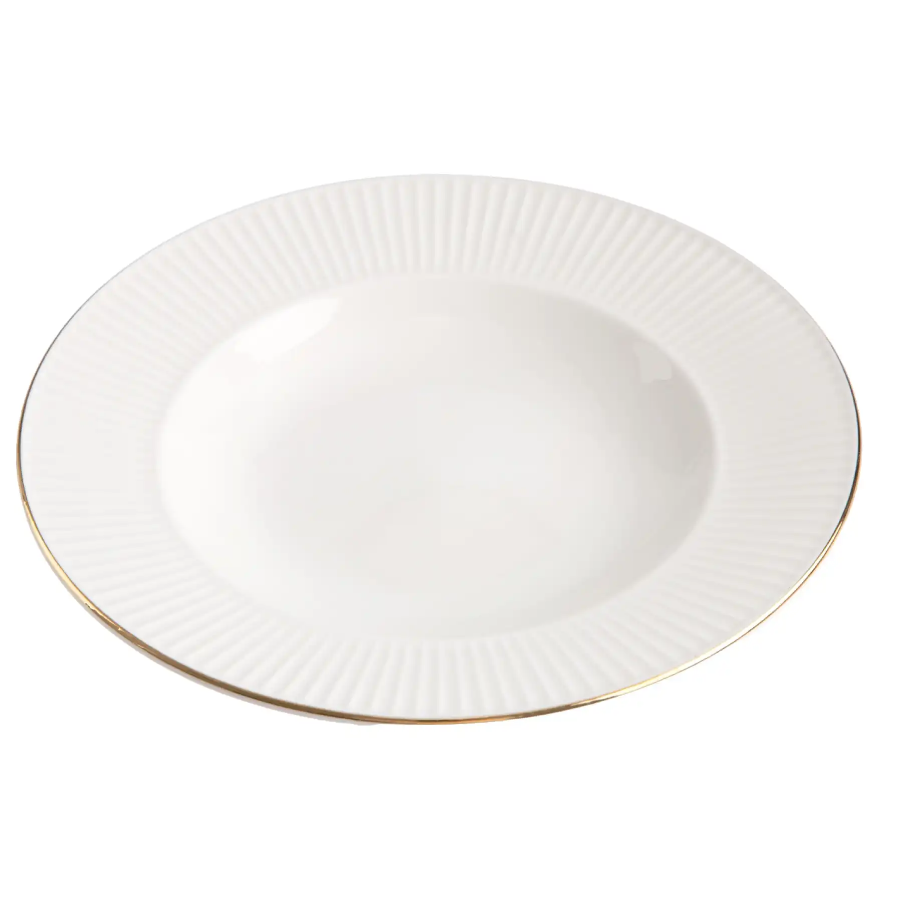 Orchid Royal Embossed New Bone China Soup Plate (22 x 2 cm, White)