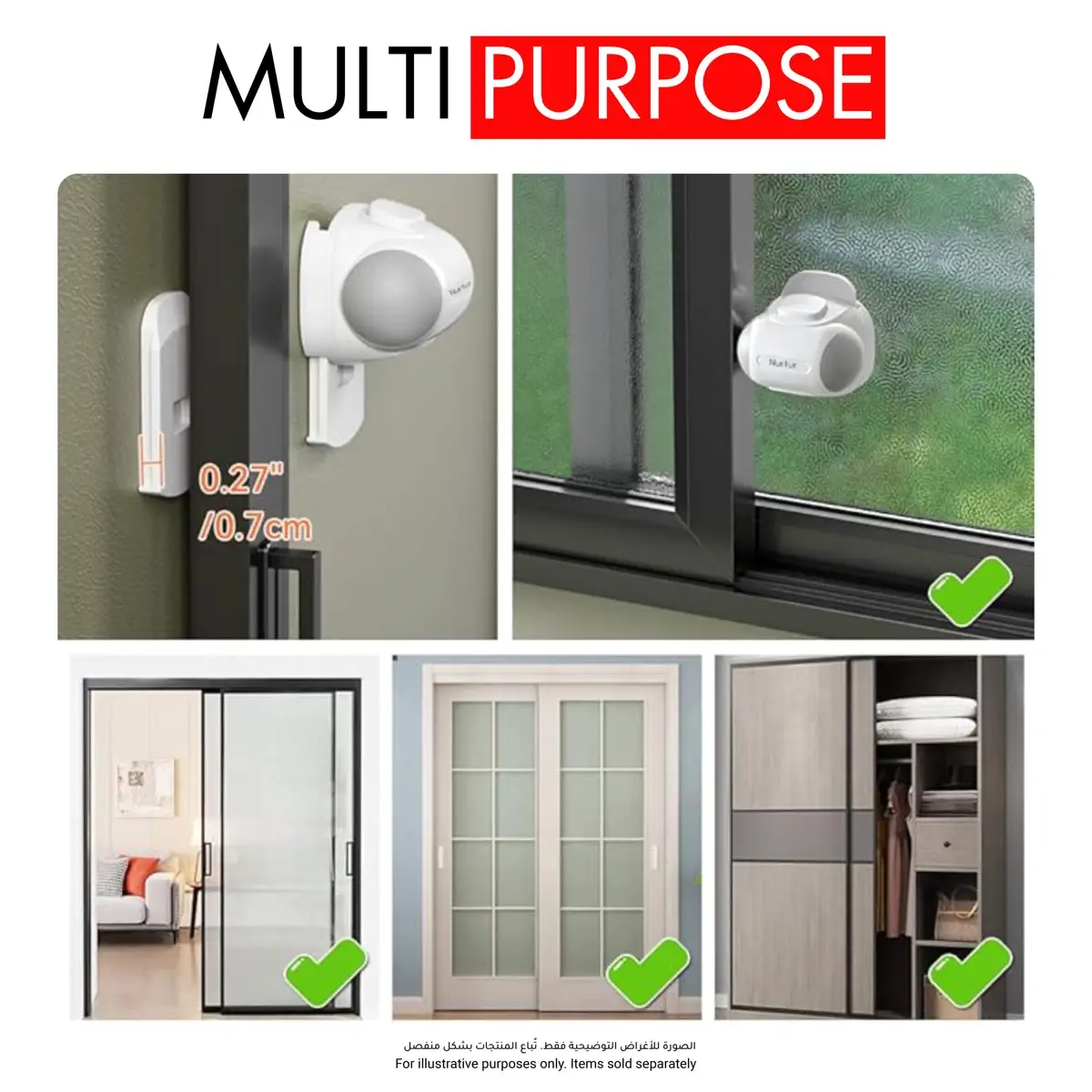 Nurtur Child Safety Door & Window Lock (5.6 x 4.5 x 4.5 cm)