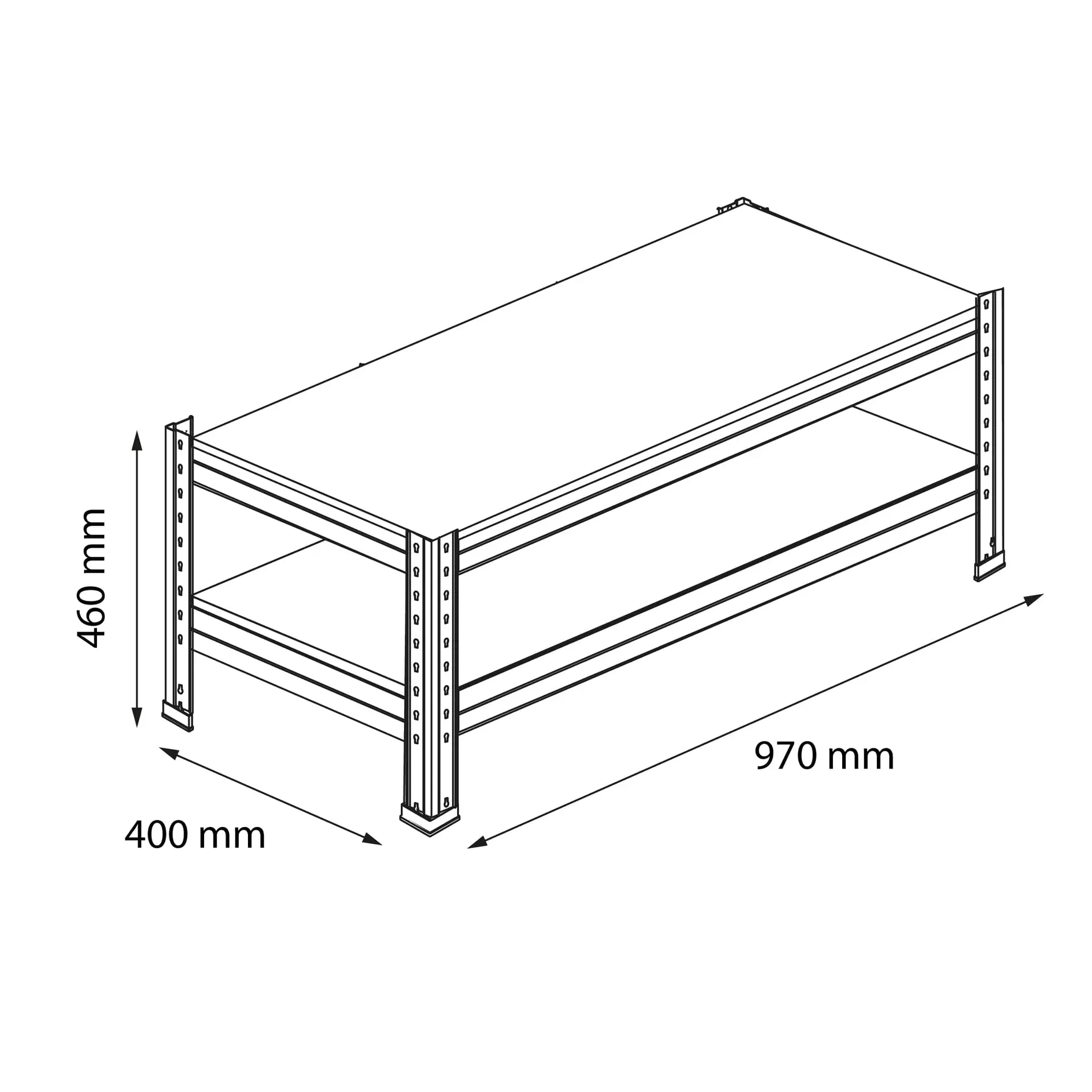GoodHome Rand Stackable Metal Rivet Shelf (40 x 97 x 46 cm)