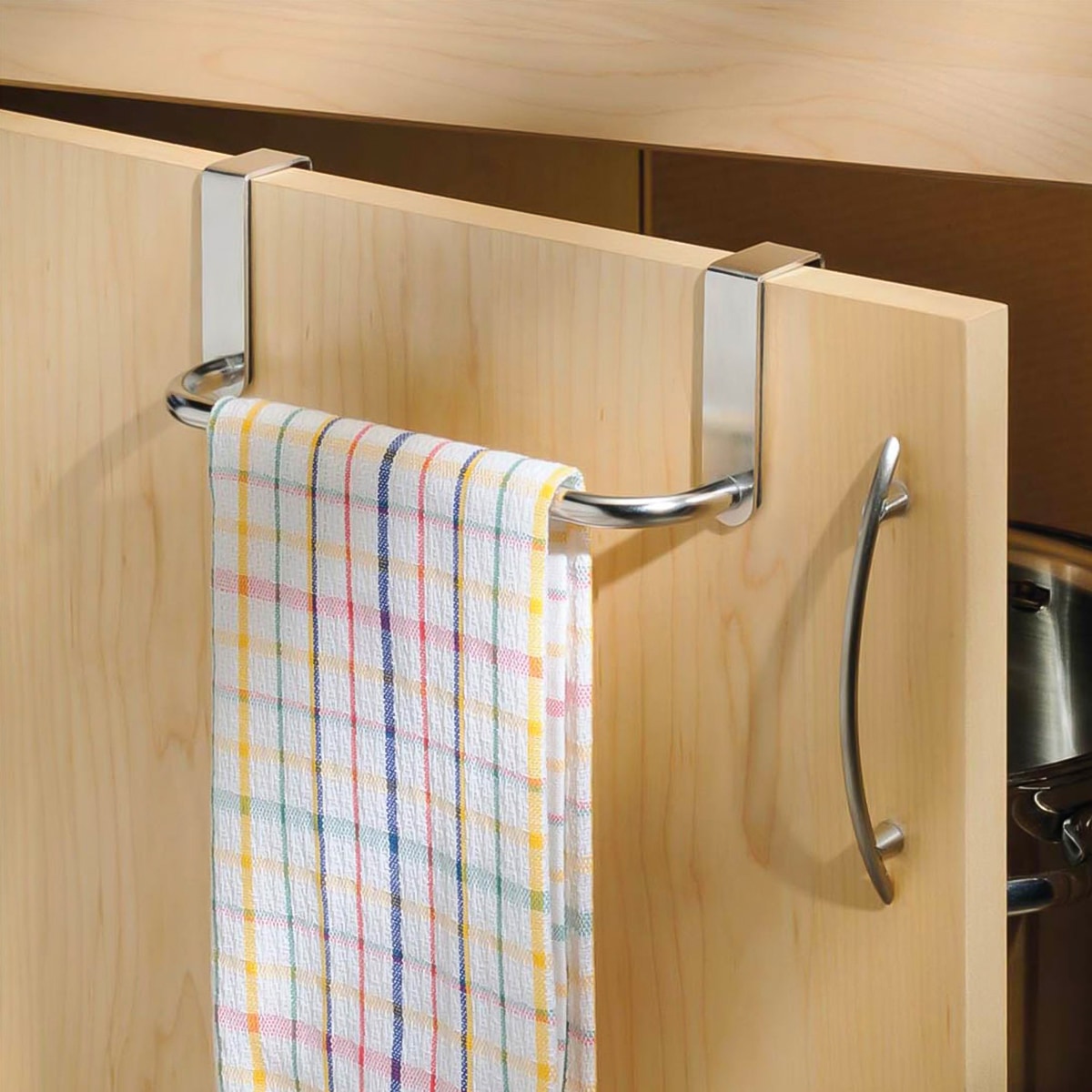 Interdesign Brushed Stainless Steel Forma over the cabinet 22.8 cm towel bar (Silver)