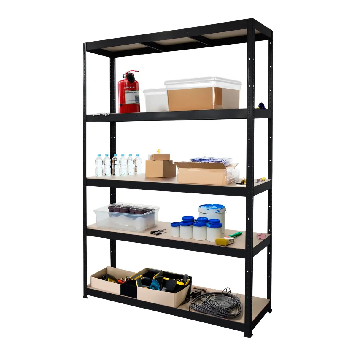 GoodHome Metal Storage Shelf (179 x 120 x 40 cm, Black)
