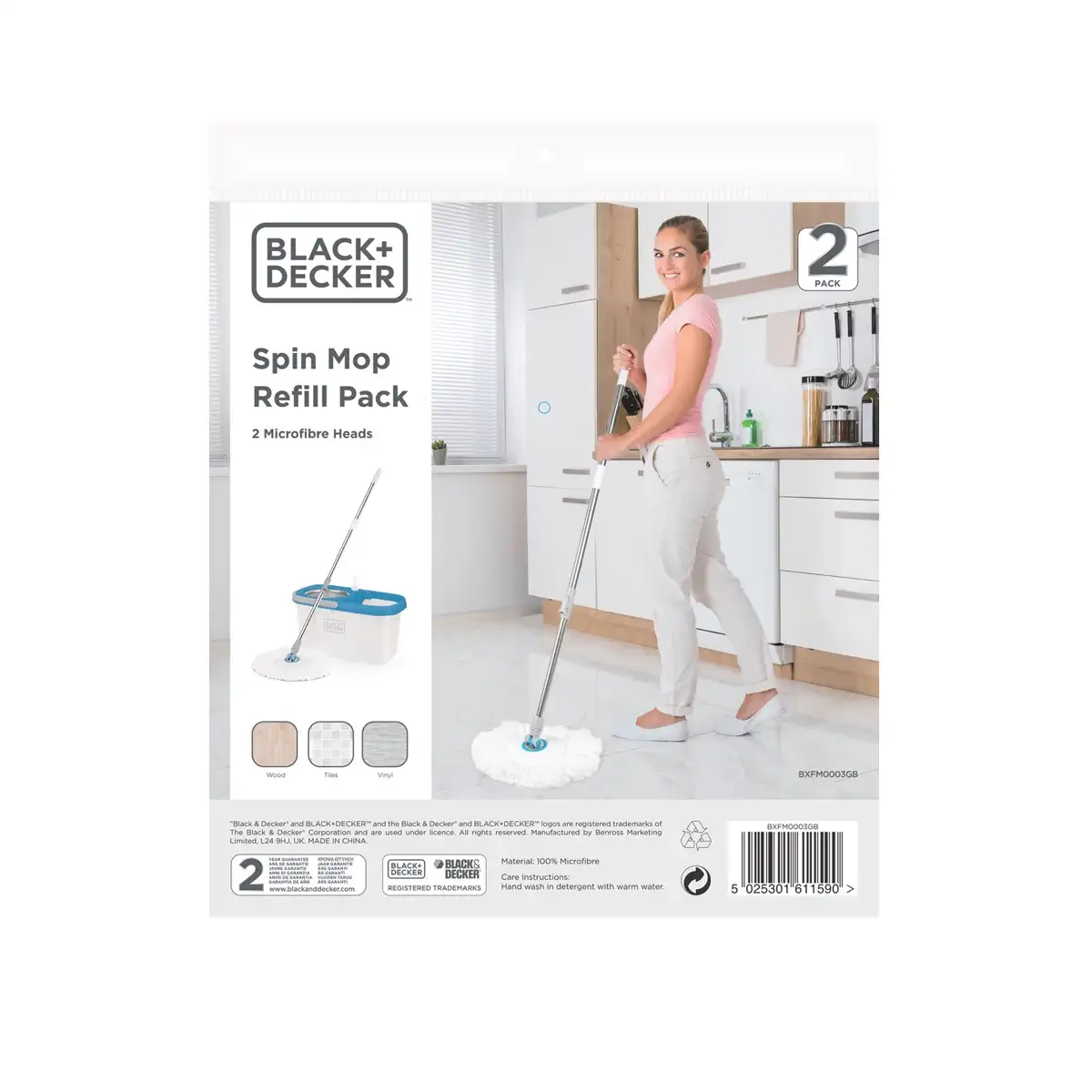 Black+Decker Spin Mop Refill Heads (2Pk)