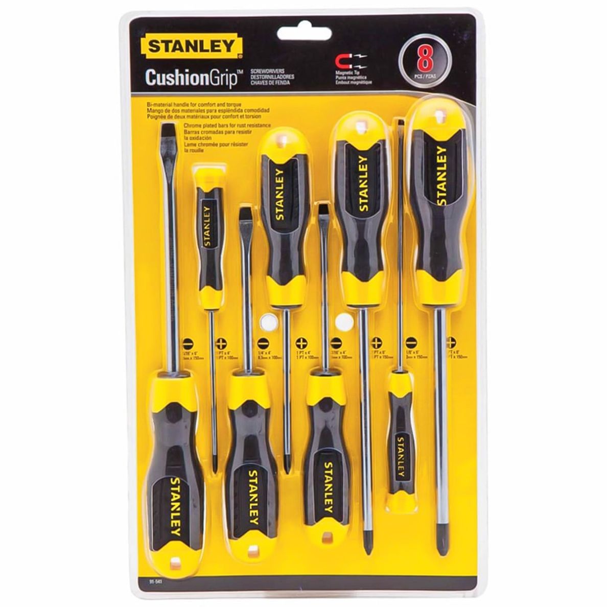 Stanley Cushion Grip Screwdriver Set (Set of 8, Black/Yellow)