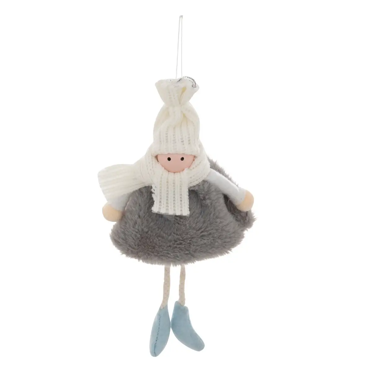 Christmas Ornament Fabric Little Girl Fur (Grey, H. 23 cm)