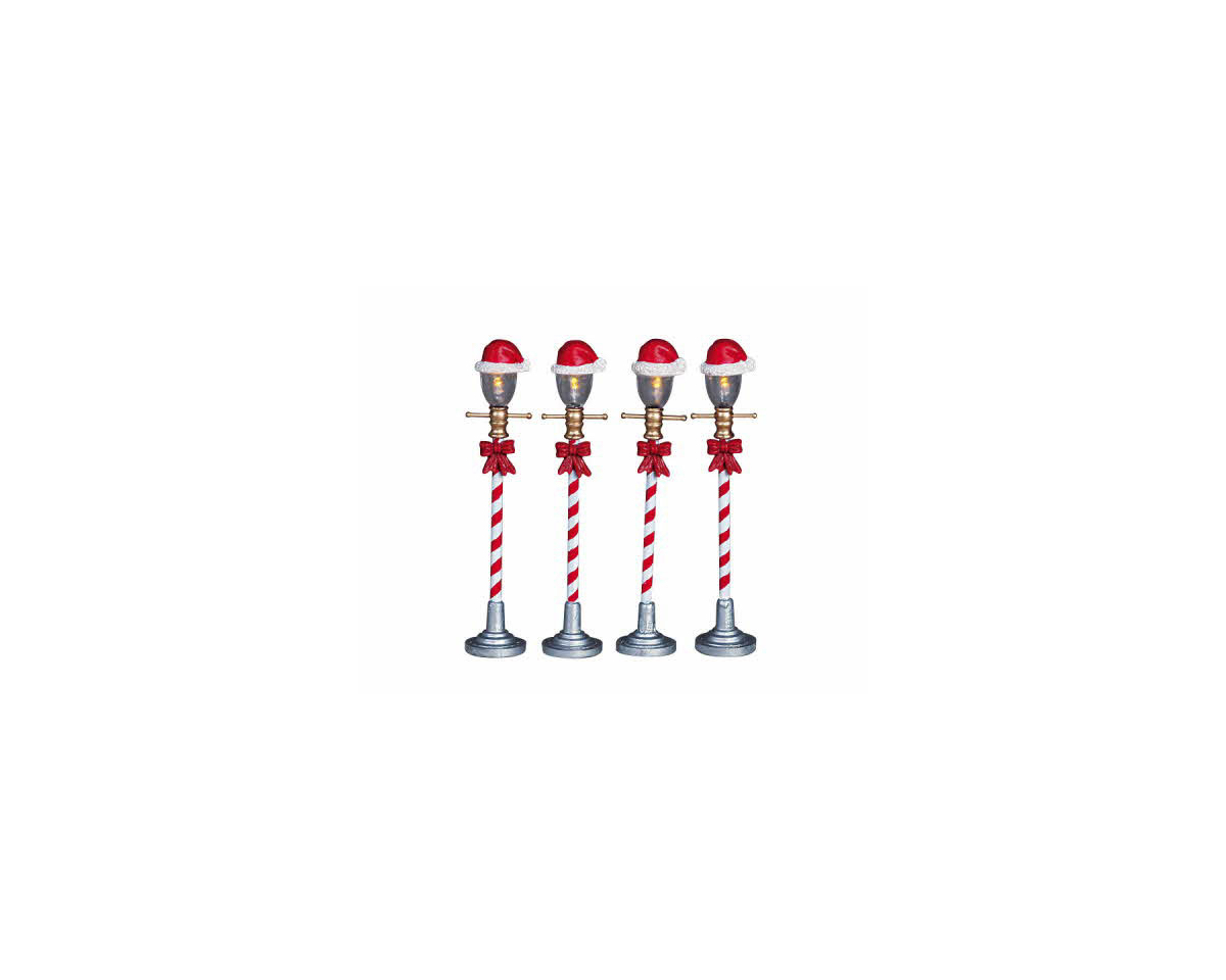 Lemax Santa Hat Street Lamp Festive Décor Set (10.30 cm, 4 pcs)