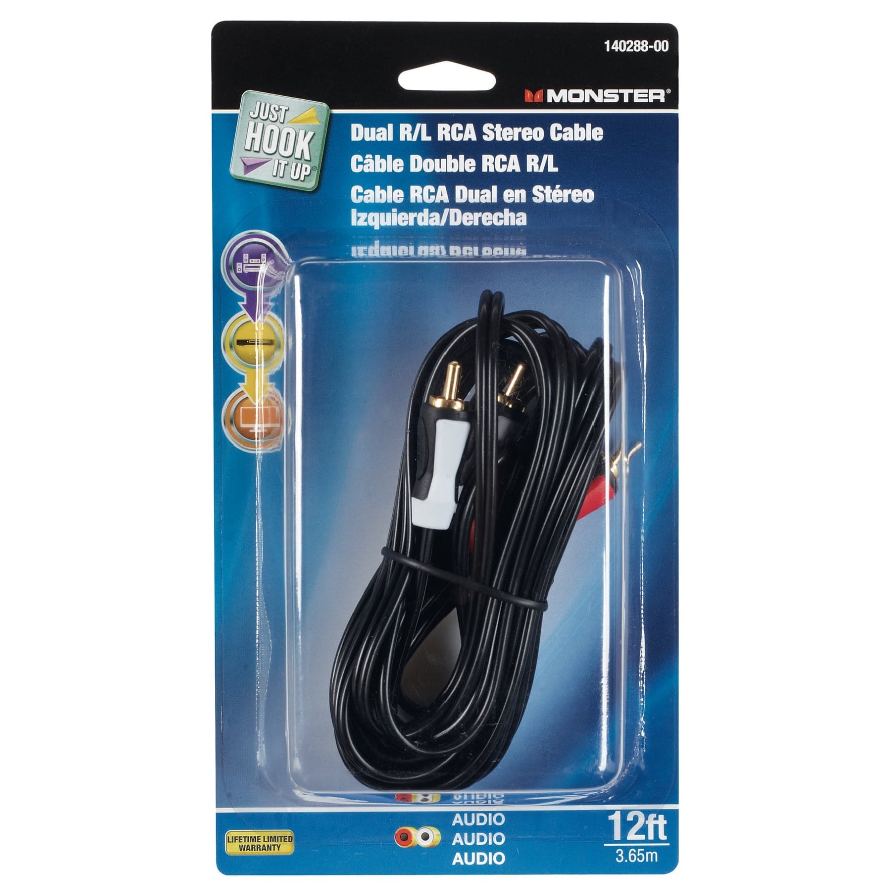 Monster Just Hook It Up Dual RCA Cable (3.7 m) 