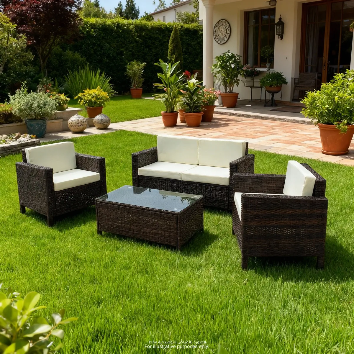 Antwerp 4-Seater PE Rattan & Steel Outdoor Sofa Set W/Cushions
