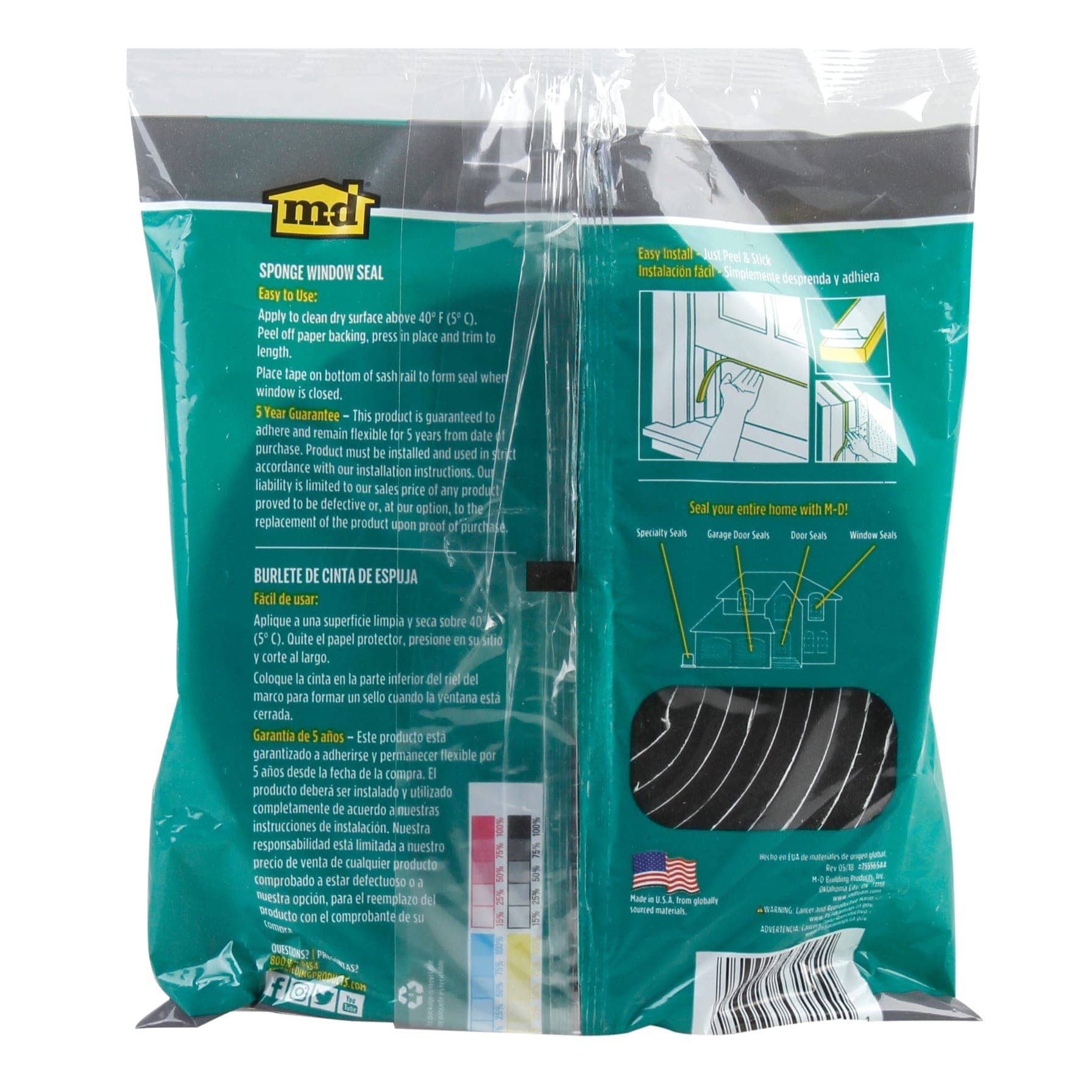 M-D High Density Sponge Rubber Tape (0.635 x 2.54 x 518 cm)