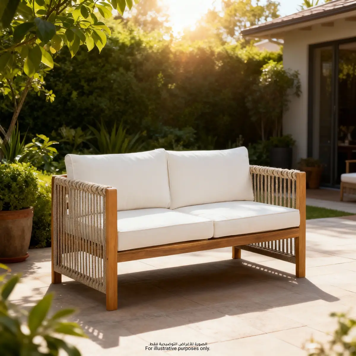 New Monterrey Acacia Wood 2-Seater Outdoor Sofa (66 x 132 x 64 cm)
