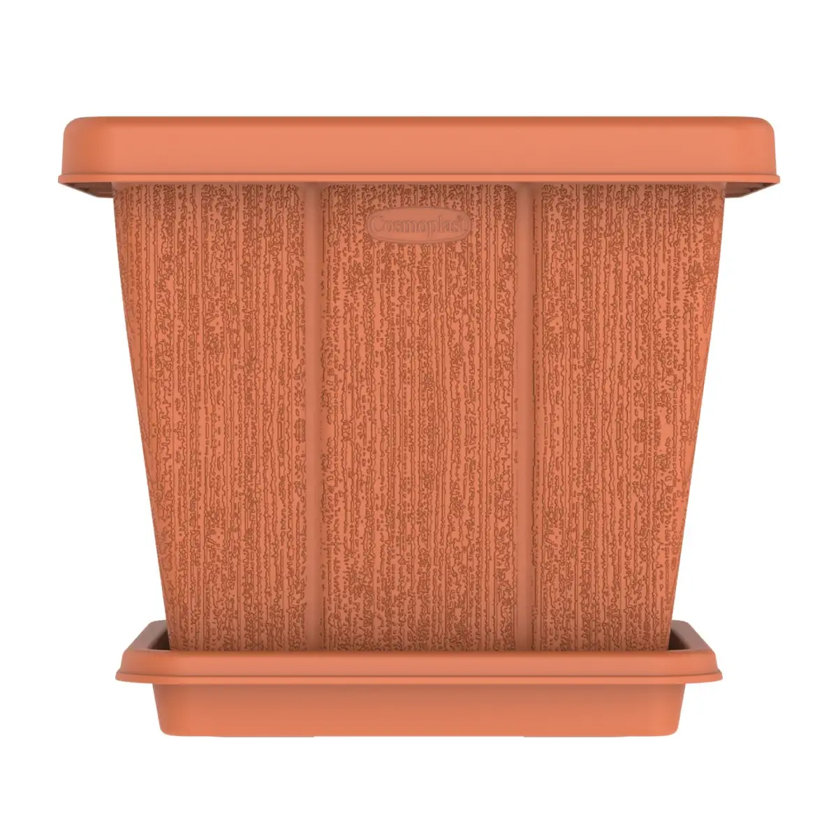 Cosmoplast Cedargrain Square Plant Pot W/Tray (Terra Cotta, 20 L)