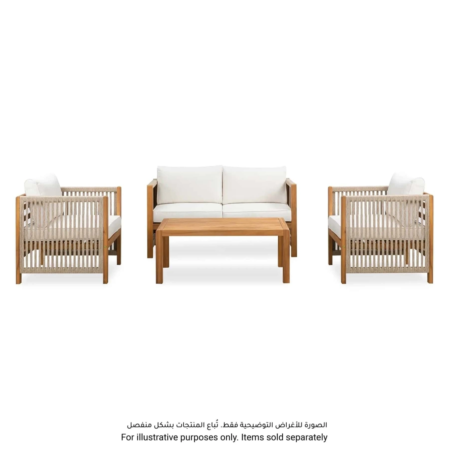 New Monterrey Acacia Wood 2-Seater Outdoor Sofa (66 x 132 x 64 cm)