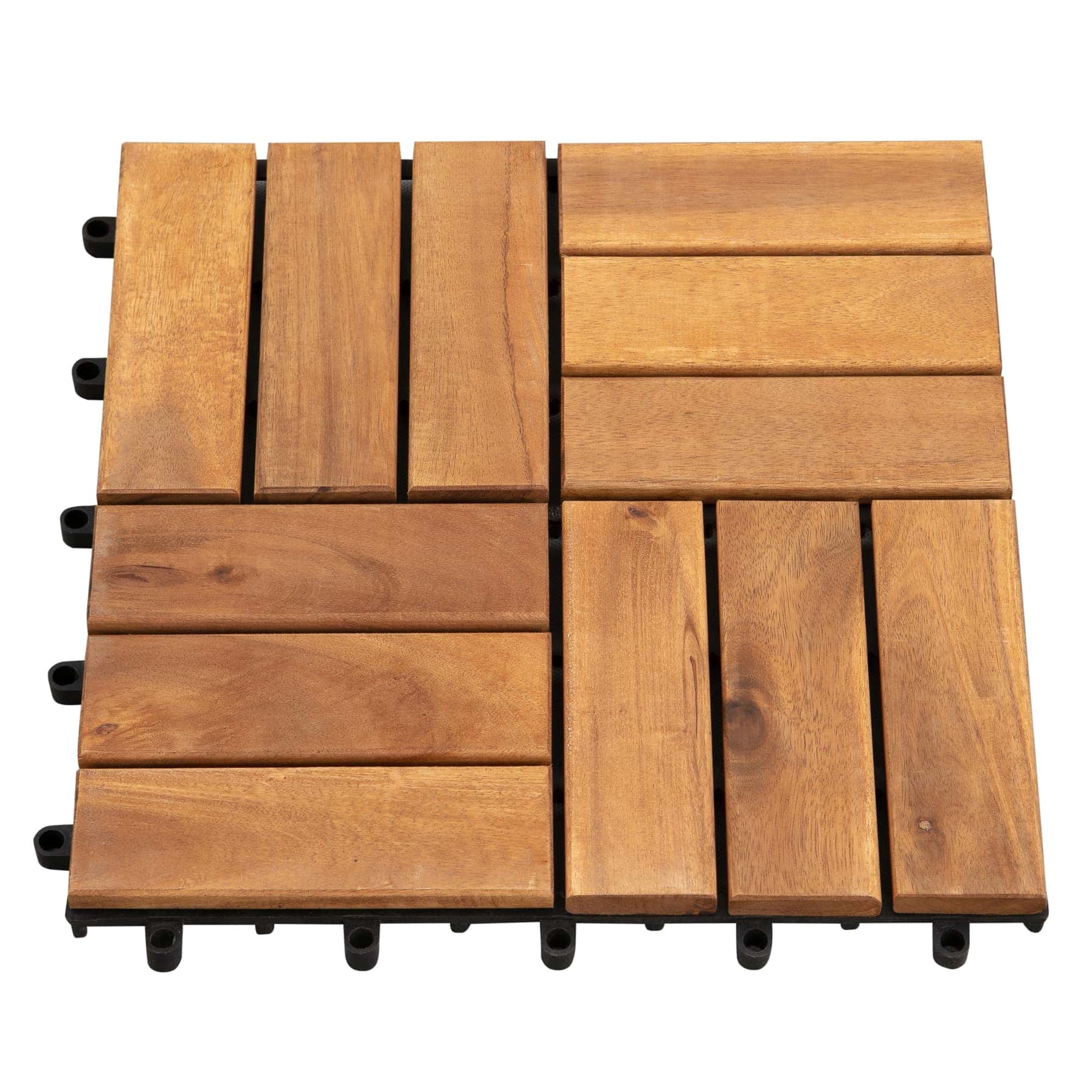 Acacia Floor 12-Slats Deck Tile (30x 30 cm, 10 Pc.)