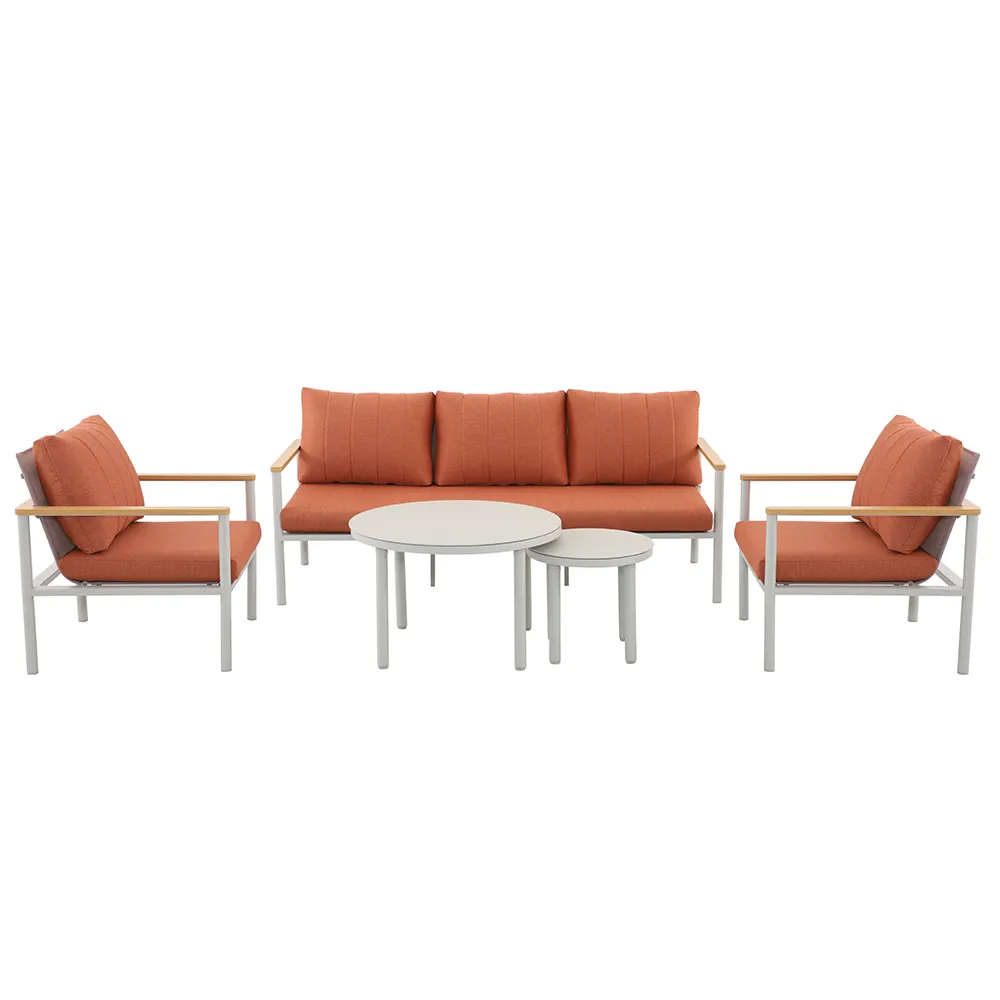 Dune 5-Seater Steel Sofa Set W/2-Tables (73.5 x 191 x 78 cm)
