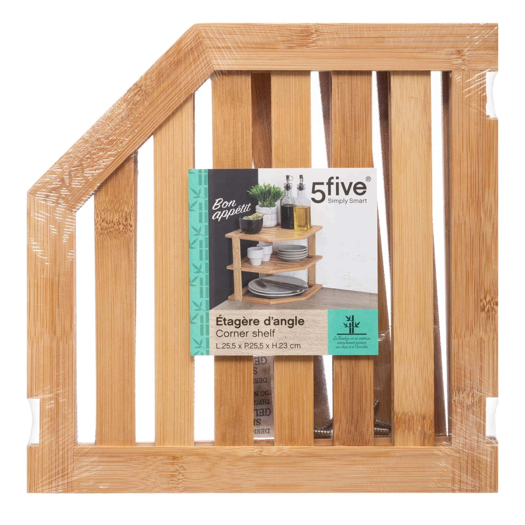 5Five Bamboo 2-Level Corner Shelf (25.4 x 23 x 25.4 cm)