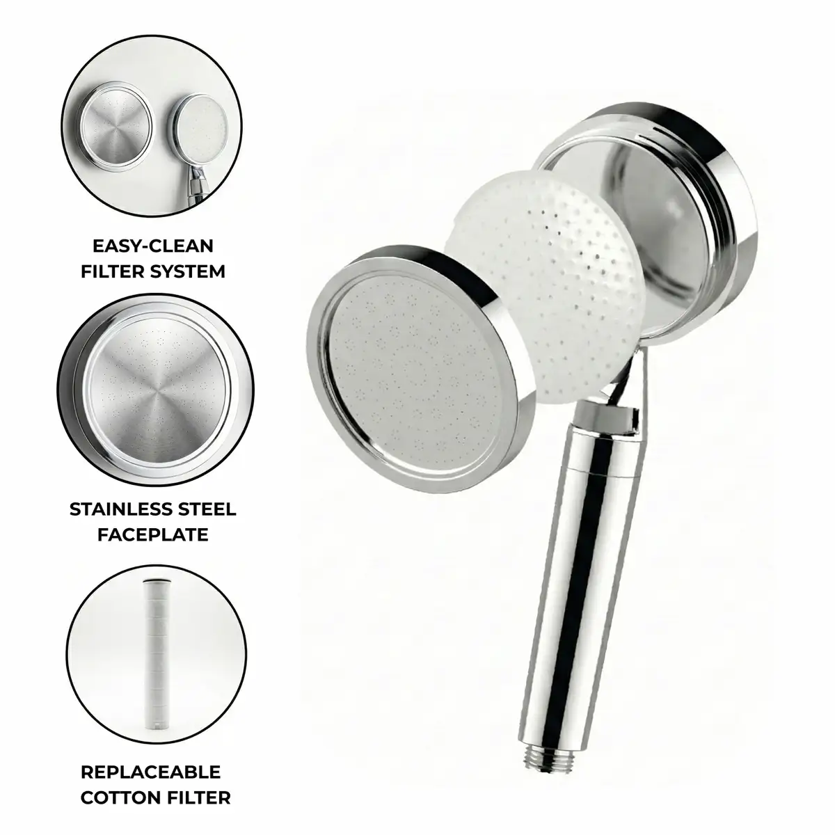 Bold Aqua Hand Shower (3 x 10 x 26.5 cm, Chrome)