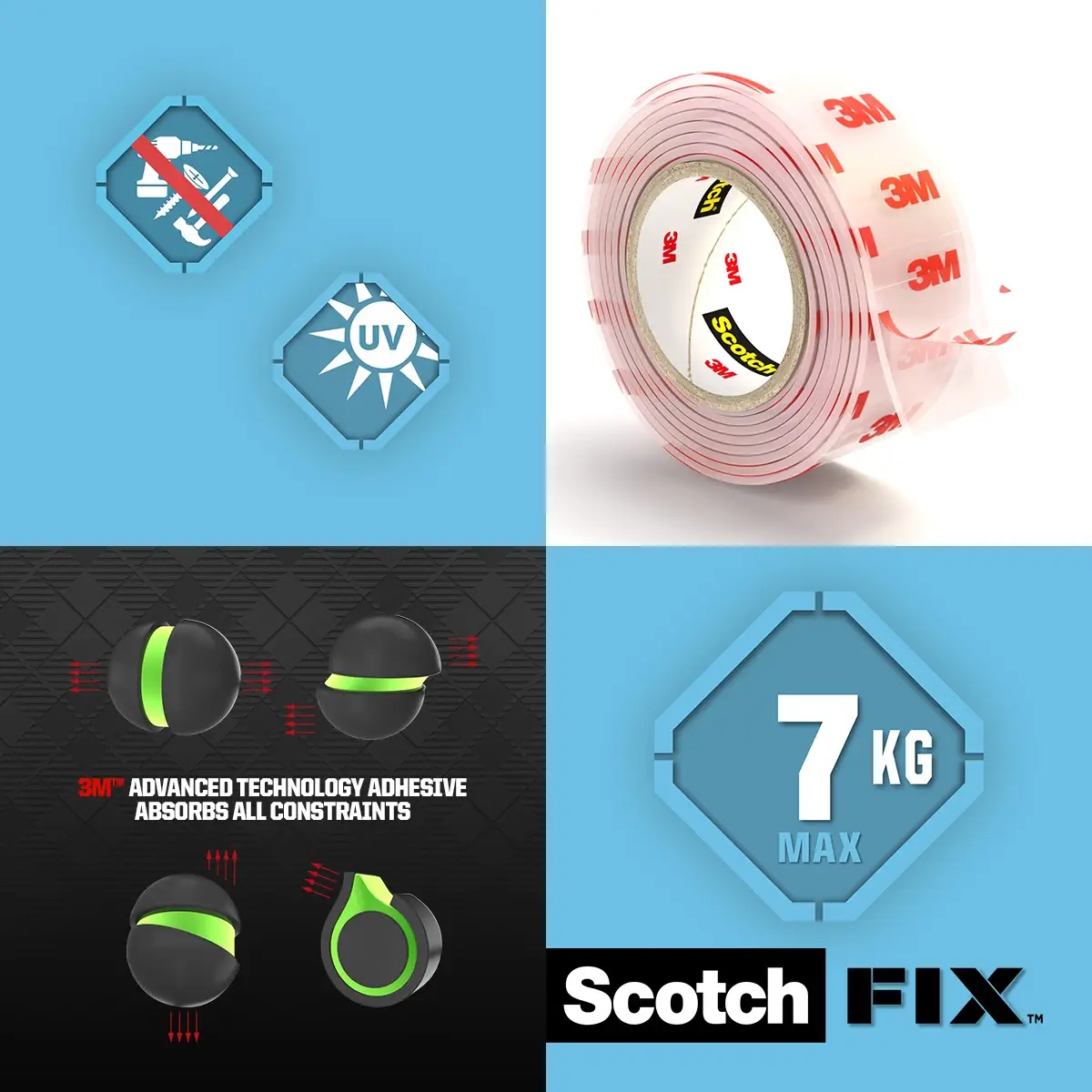 3M Scotch Permanent Heavy-Duty Mounting Tape (2.5 x 152.4 cm, Clear)