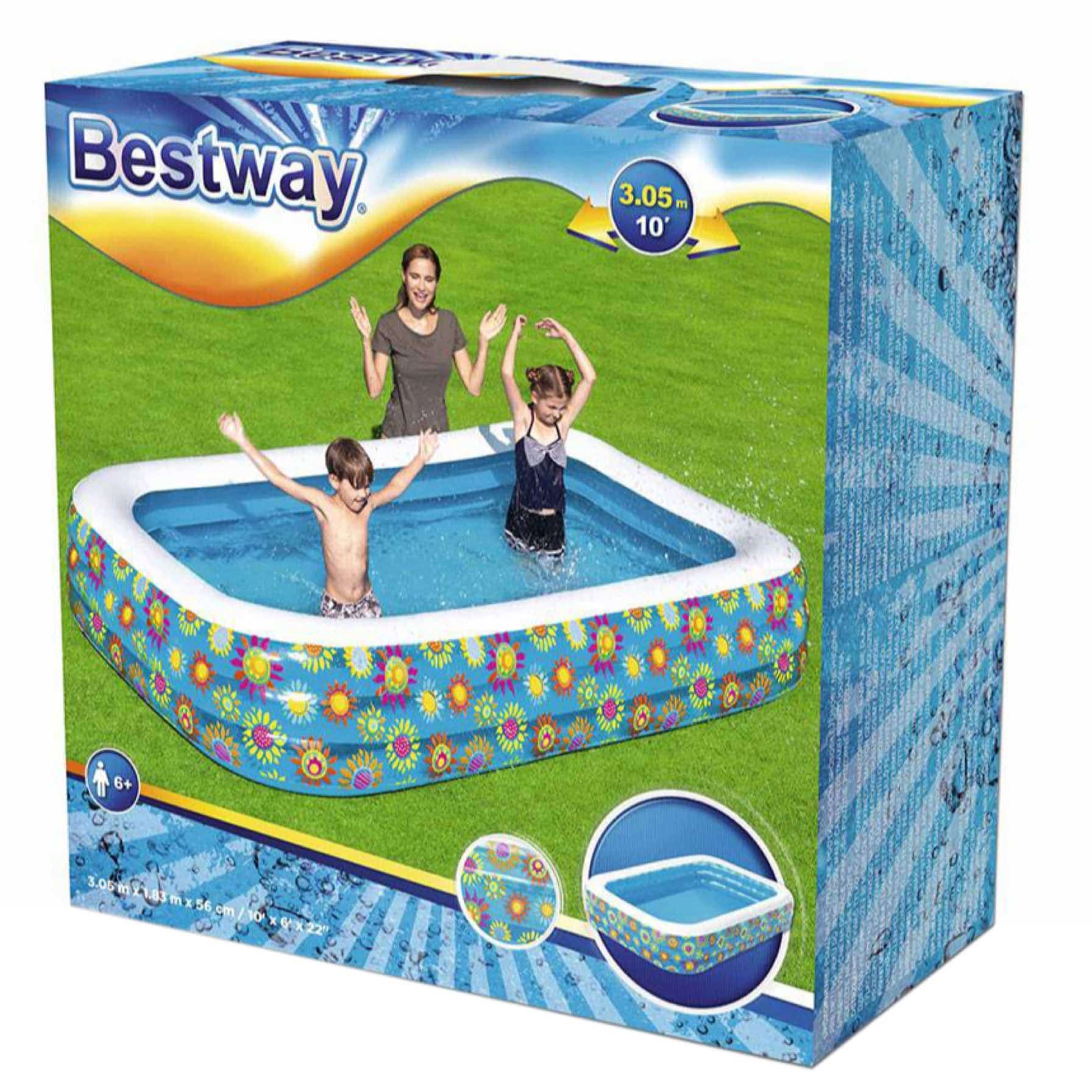 Bestway Pool Splash & Play Inflatable Pool (304 x 182.9 x 55.9 cm, Multicolored)