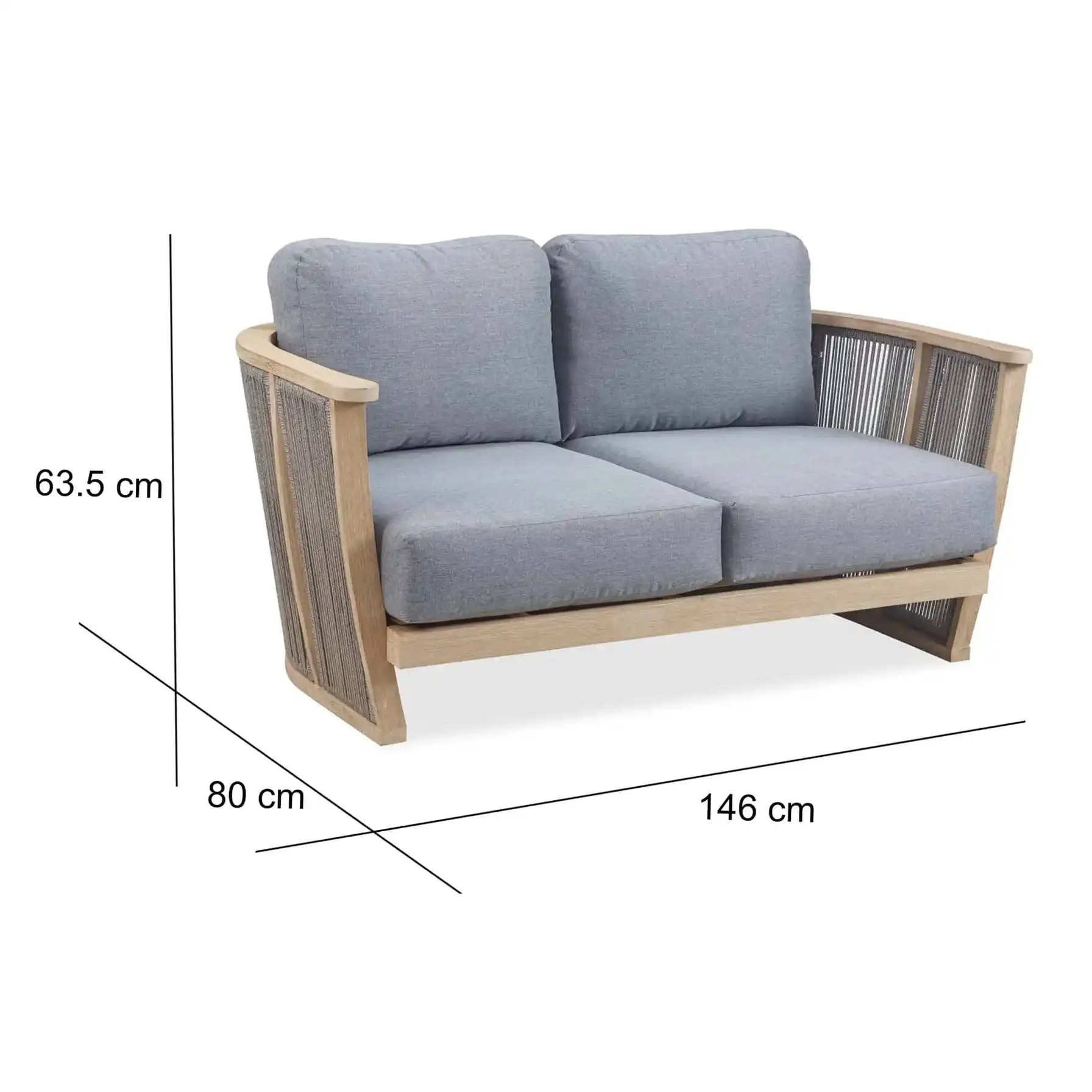 Forest 2-Seater Acacia Wood & Rope Sofa (146 x 80 x 63.5 cm)