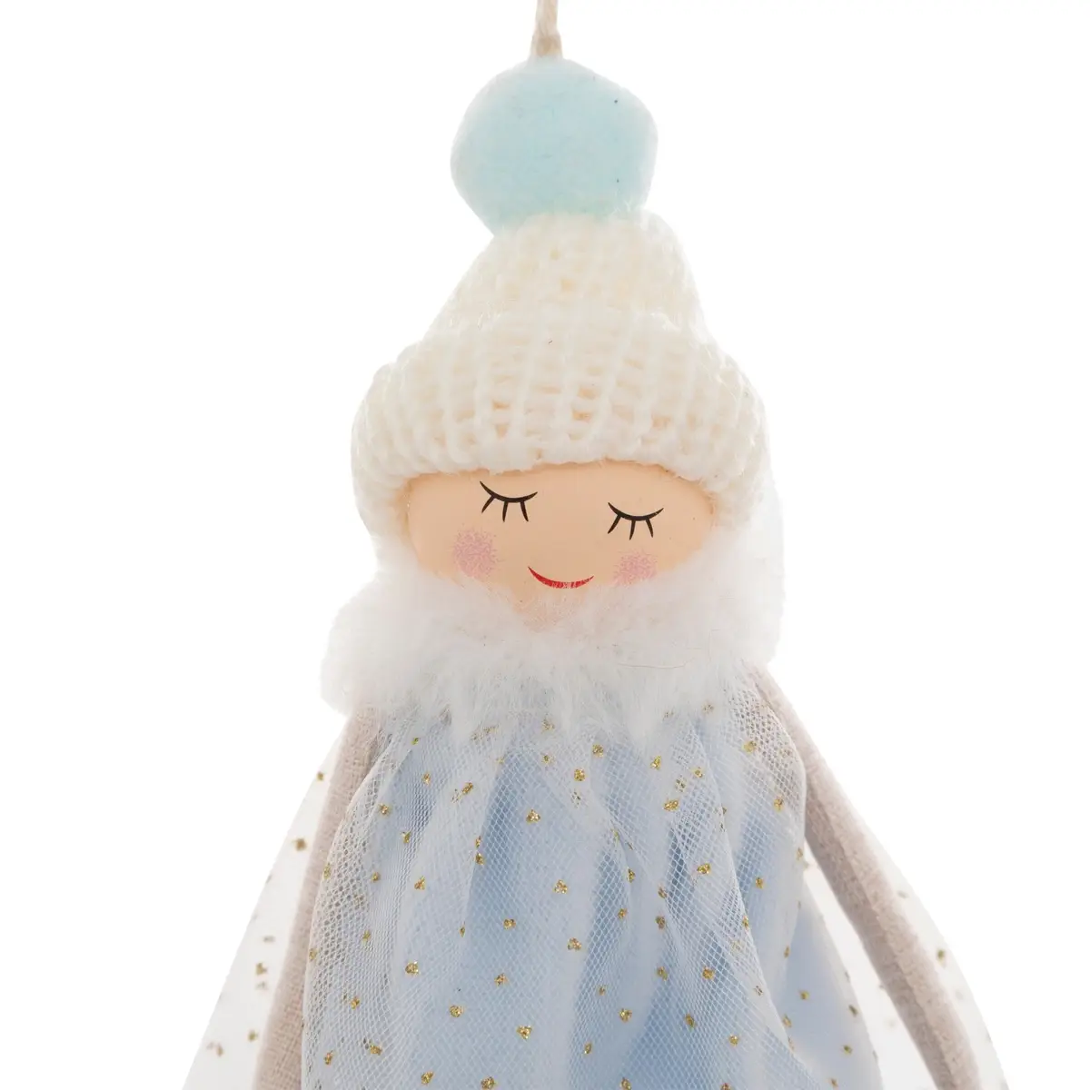 Christmas Ornament Wood Girl Dress (Blue, H. 15 cm)