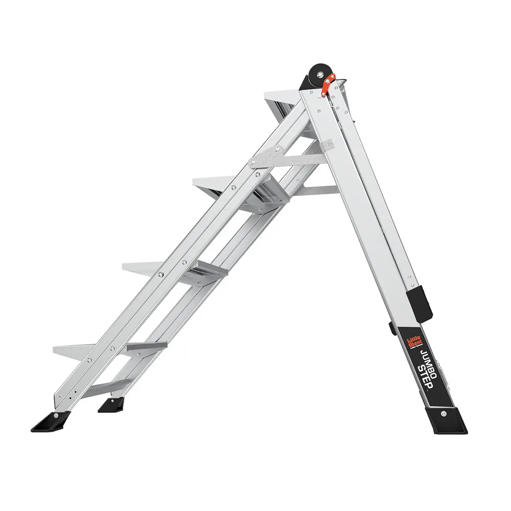 Little Giant Jumbo 4-Step Aluminum Step Stool W/Handrail, Tool Tray & Ultra-Wide Platform Steps